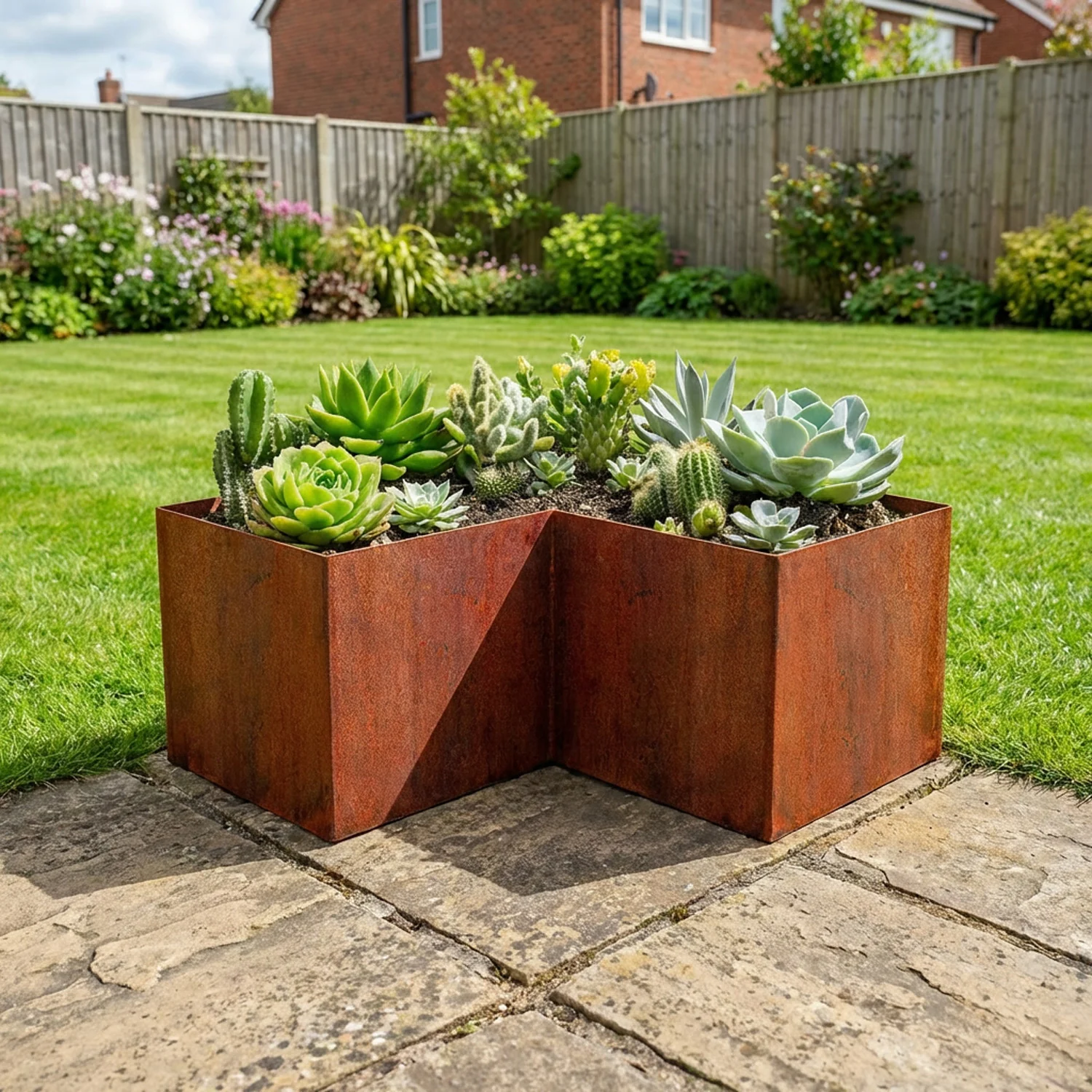 Bellamy L-Shaped Rustic Steel Corner Planter (6 Sizes Available) - Image 3