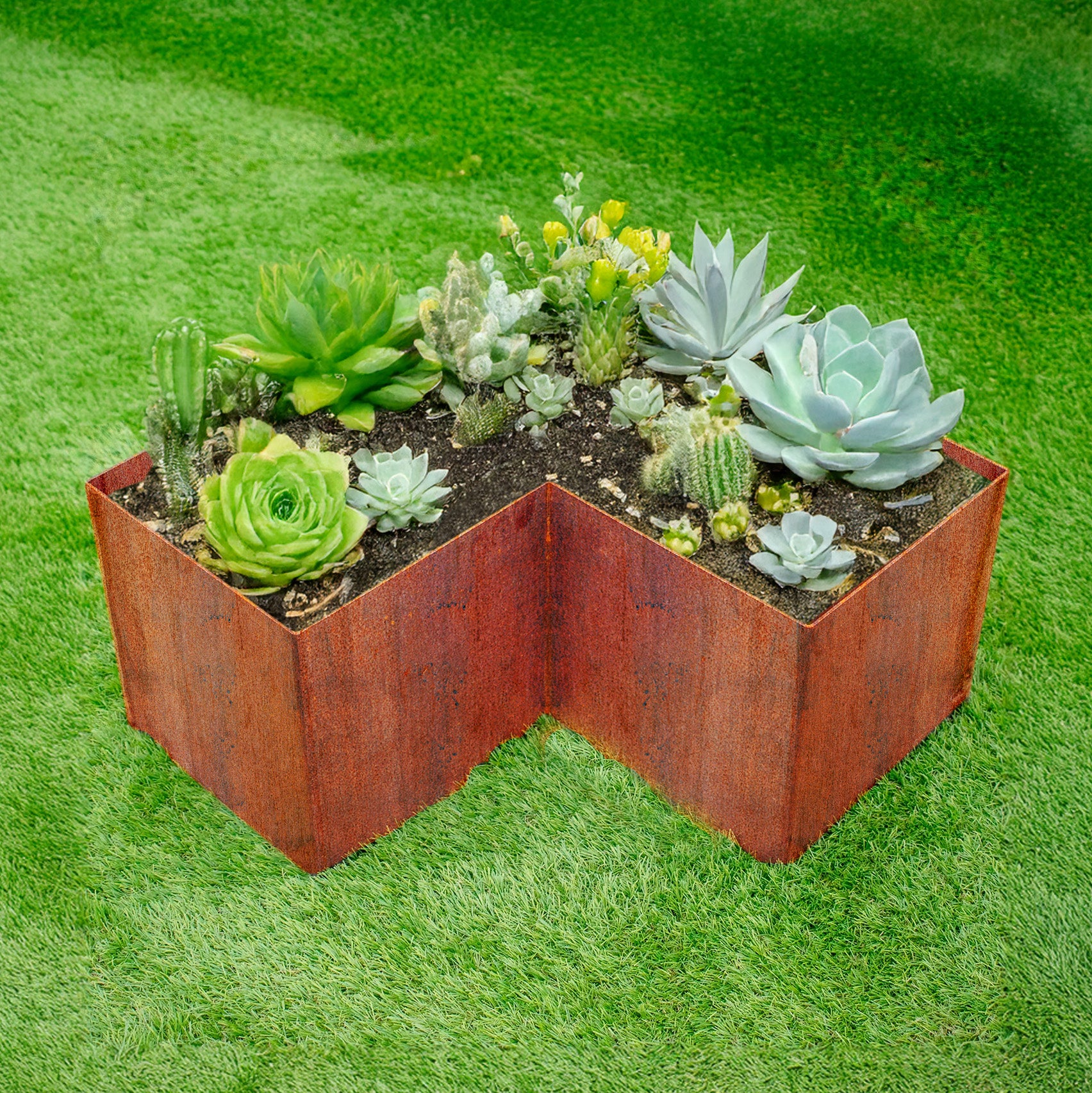 Bellamy L-Shaped Rustic Steel Corner Planter (6 Sizes Available) - Image 4