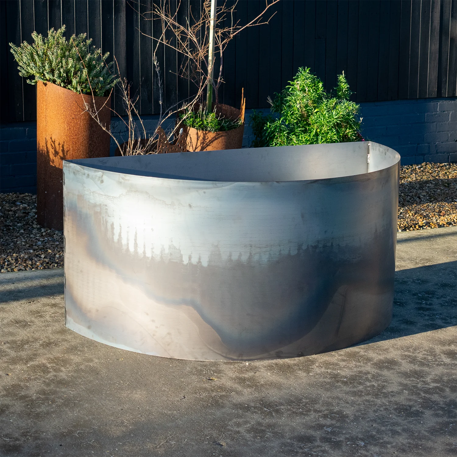 Bellamy Large Semi-Circle Rustic Steel Planters (12 Sizes Available) - Image 3
