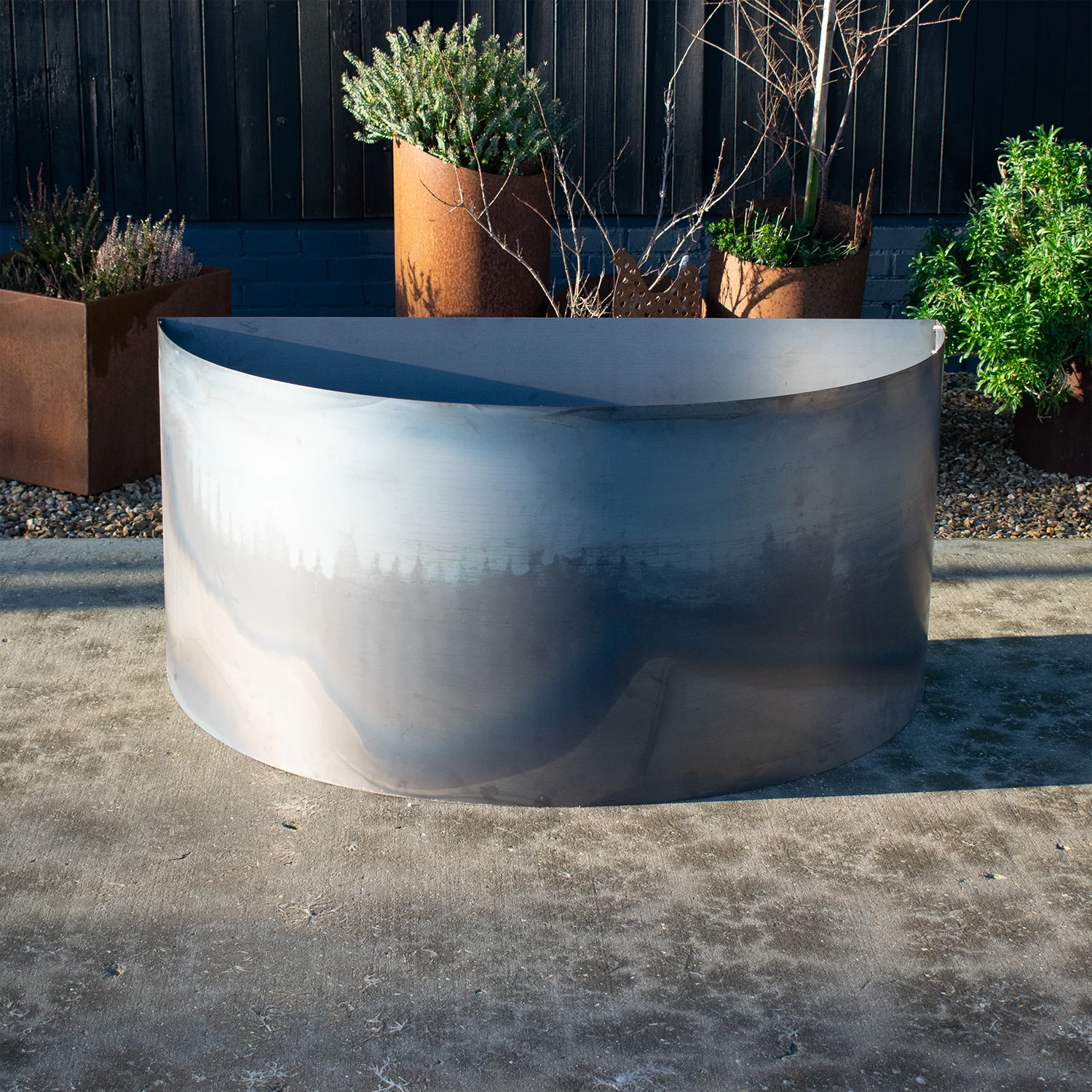 Bellamy Large Semi-Circle Rustic Steel Planters (12 Sizes Available) - Image 7