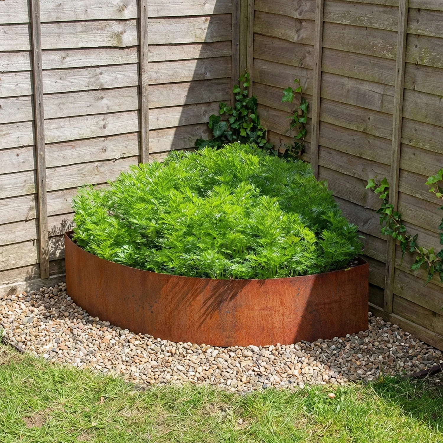 Bellamy Quarter-Circle Rustic Steel Corner Planter - Image 3