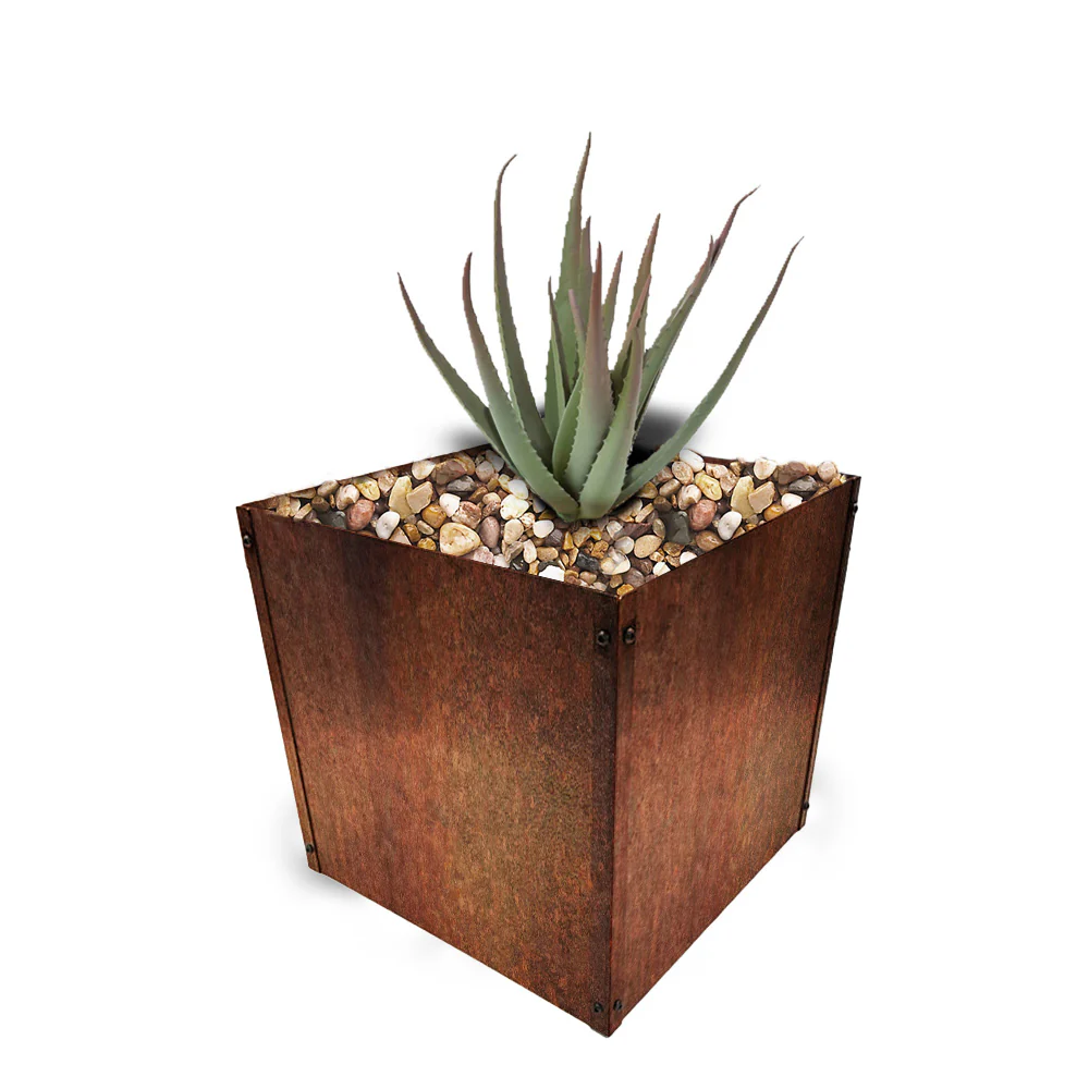 Cubic Flat-Pack Rustic Steel Planter - Image 9