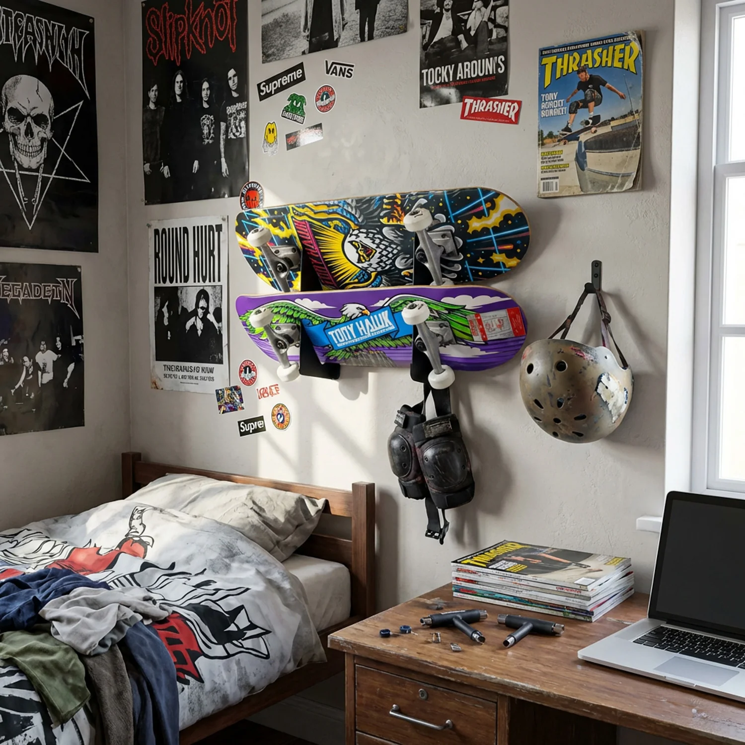 BlackSteel™ Dual Wall Mount Skateboard Rack Brackets - Image 3