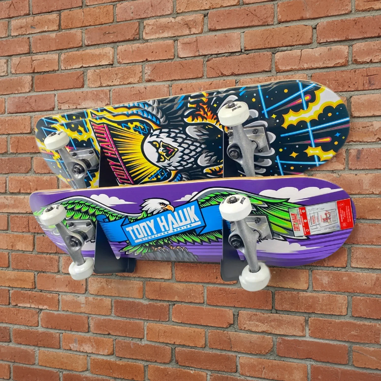 BlackSteel™ Dual Wall Mount Skateboard Rack Brackets - Image 4