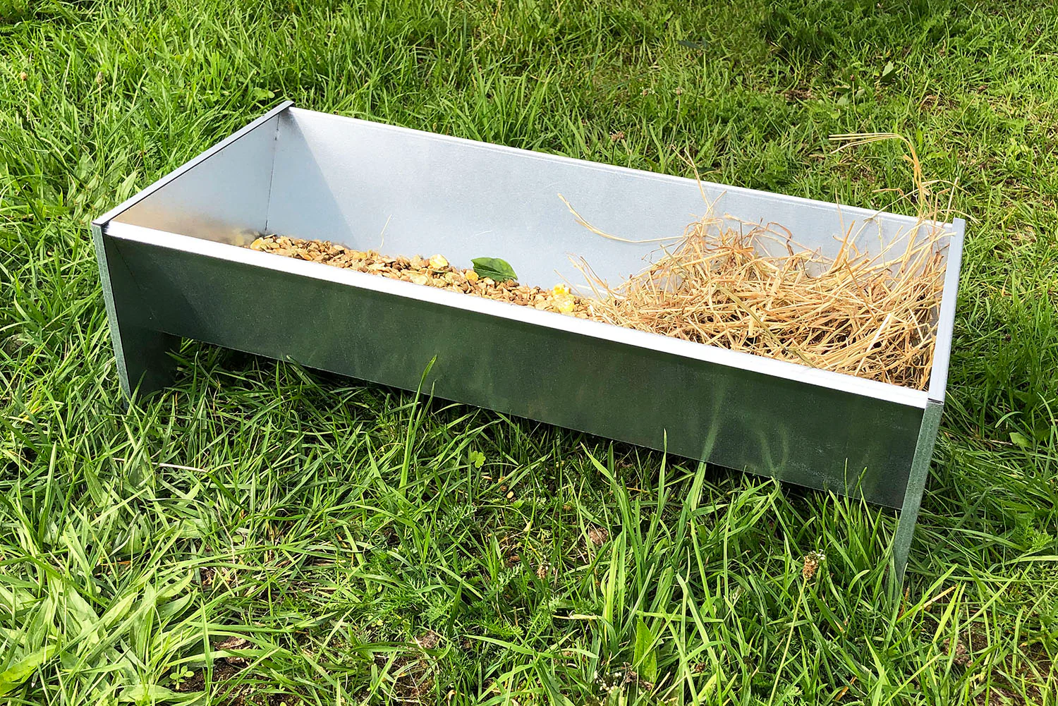 Free-Standing Galvanised Steel Animal Feeding Trough - Suitable for Goats, Sheep, Pigs - Image 10