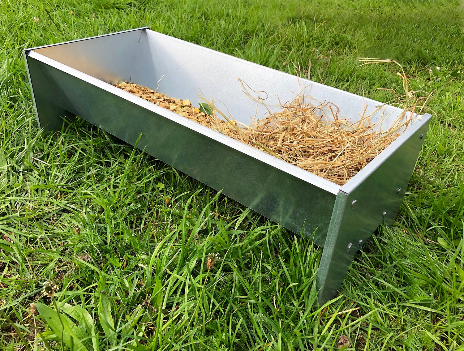Free-Standing Galvanised Steel Animal Feeding Trough - Suitable for Goats, Sheep, Pigs - Image 8