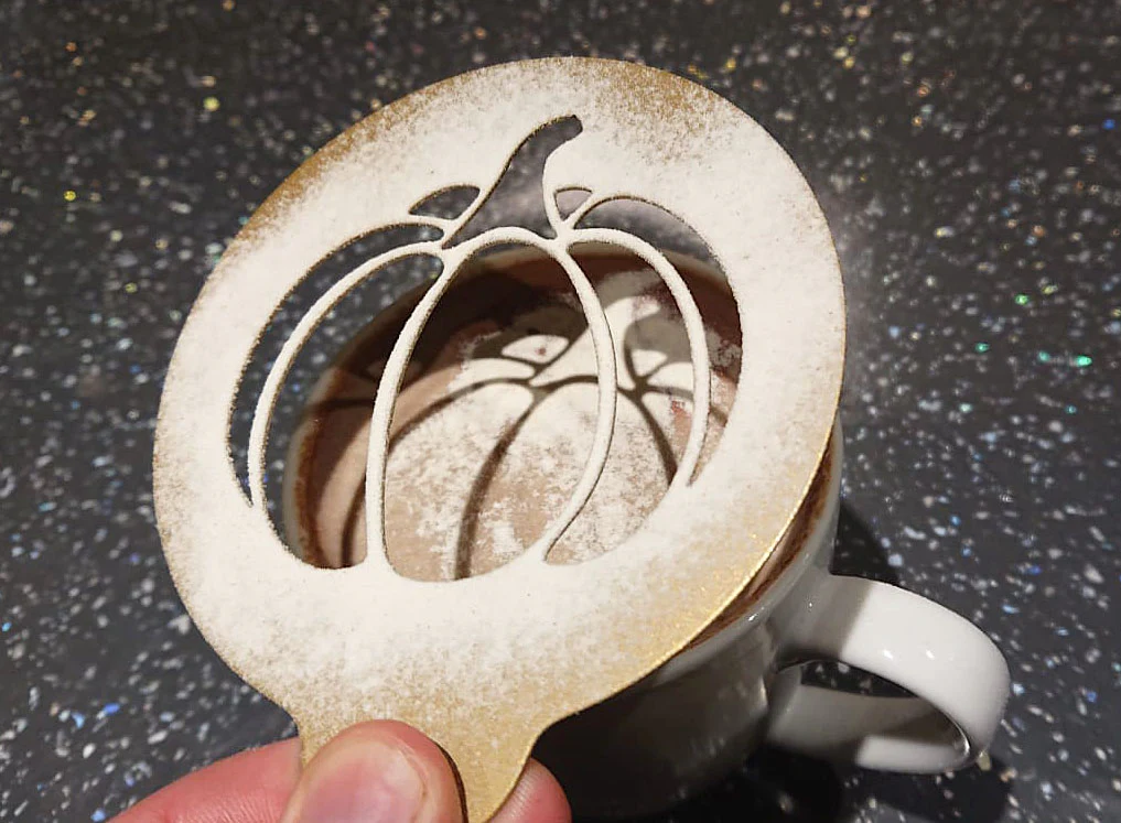 Okunaii™ Decorative Pumpkin Cappuccino & Latte Coffee Stencil - Perfect for Halloween! - Image 3