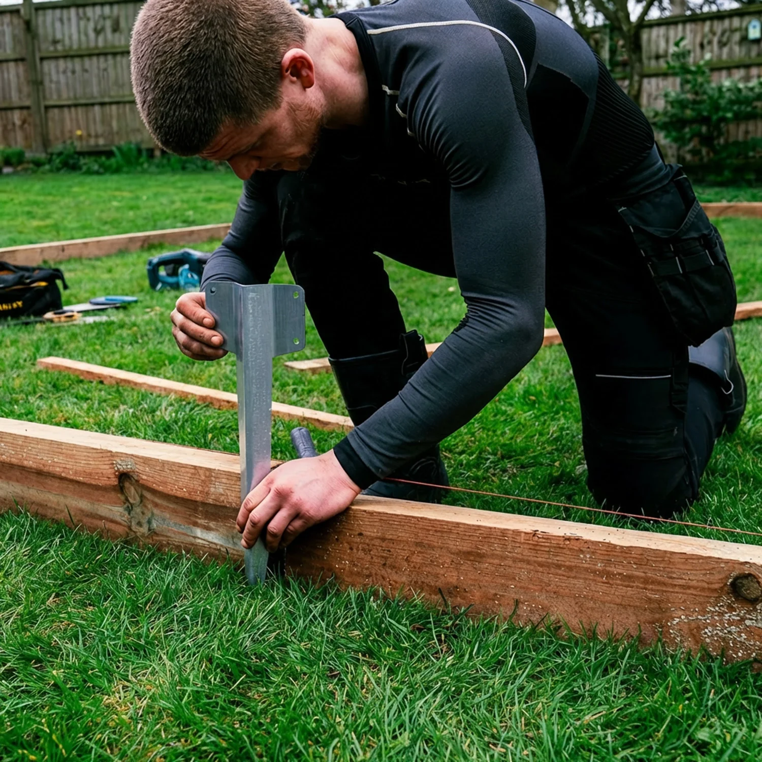 Heavy-Duty Premium Straight Railway Sleeper Bracket with Stake - Suitable for Hard Ground - Image 7