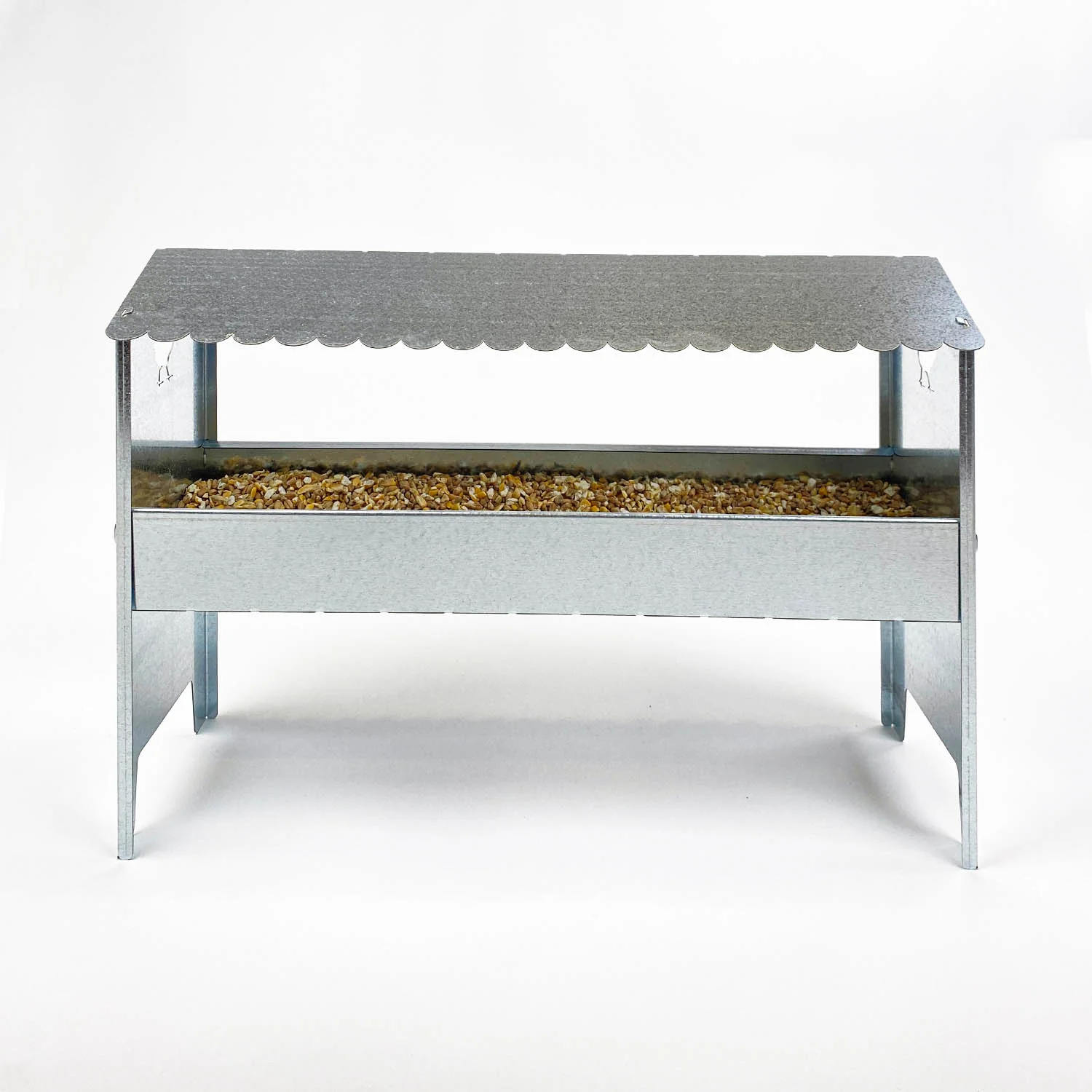 Medium Galvanised Steel Poultry & Chicken Feeder with Roof - Image 11