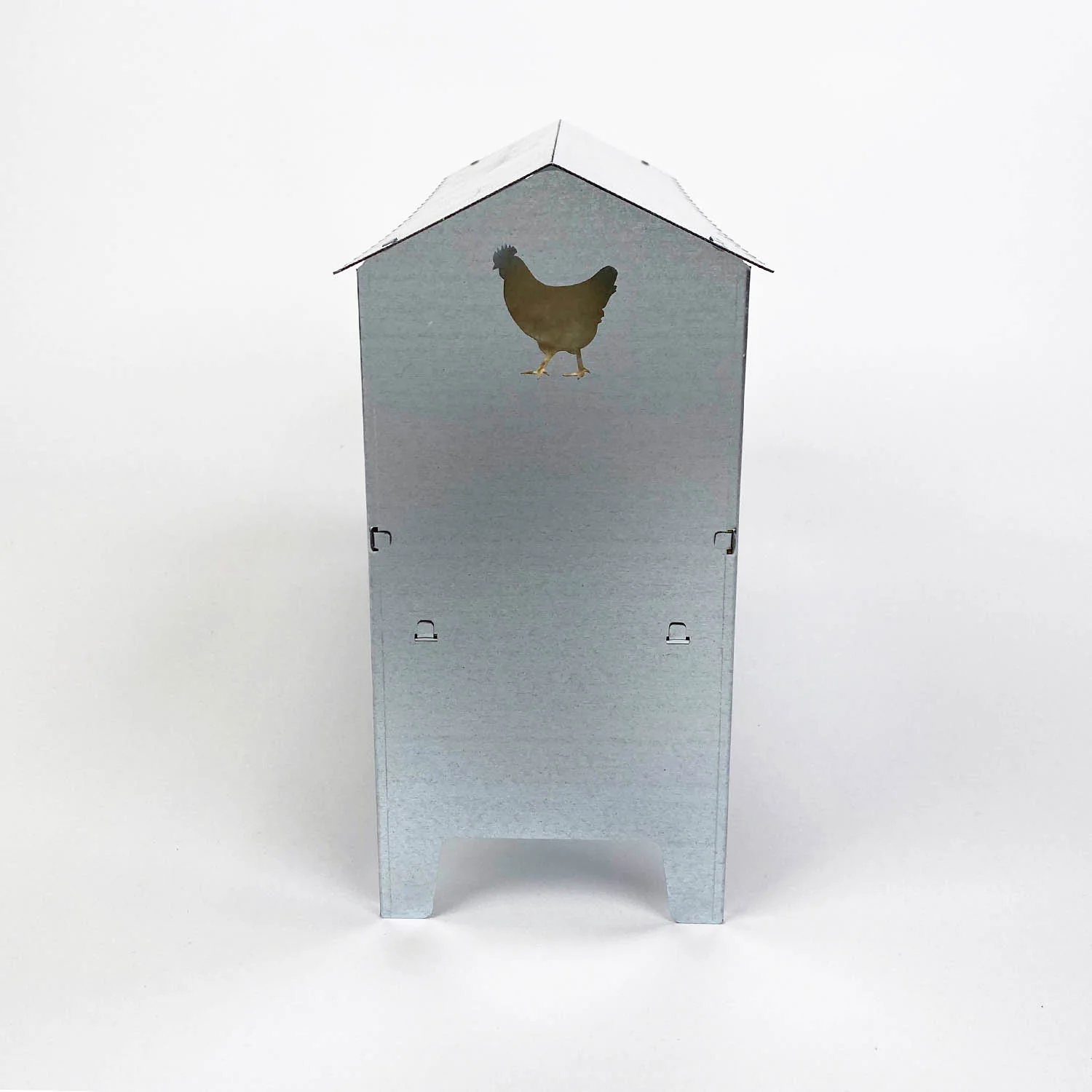 Medium Galvanised Steel Poultry & Chicken Feeder with Roof - Image 8