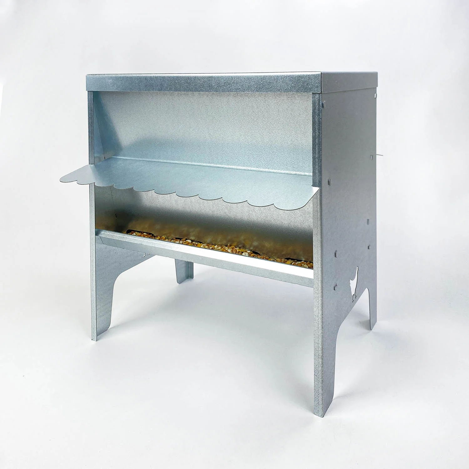 Jake's Farm Yard Medium Chicken & Poultry Galvanised Feed Hopper with Roof - Image 6