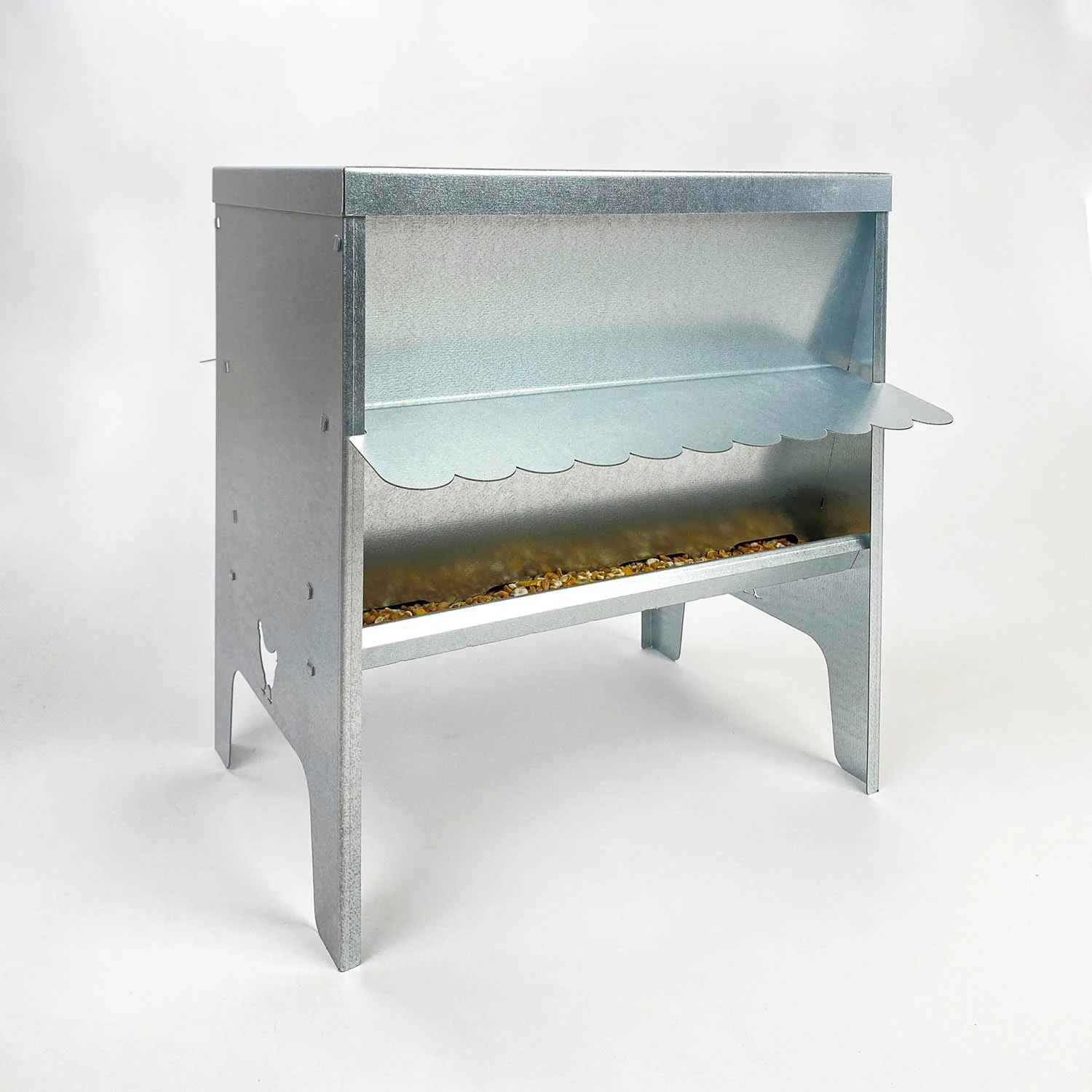 Jake's Farm Yard Medium Chicken & Poultry Galvanised Feed Hopper with Roof - Image 8