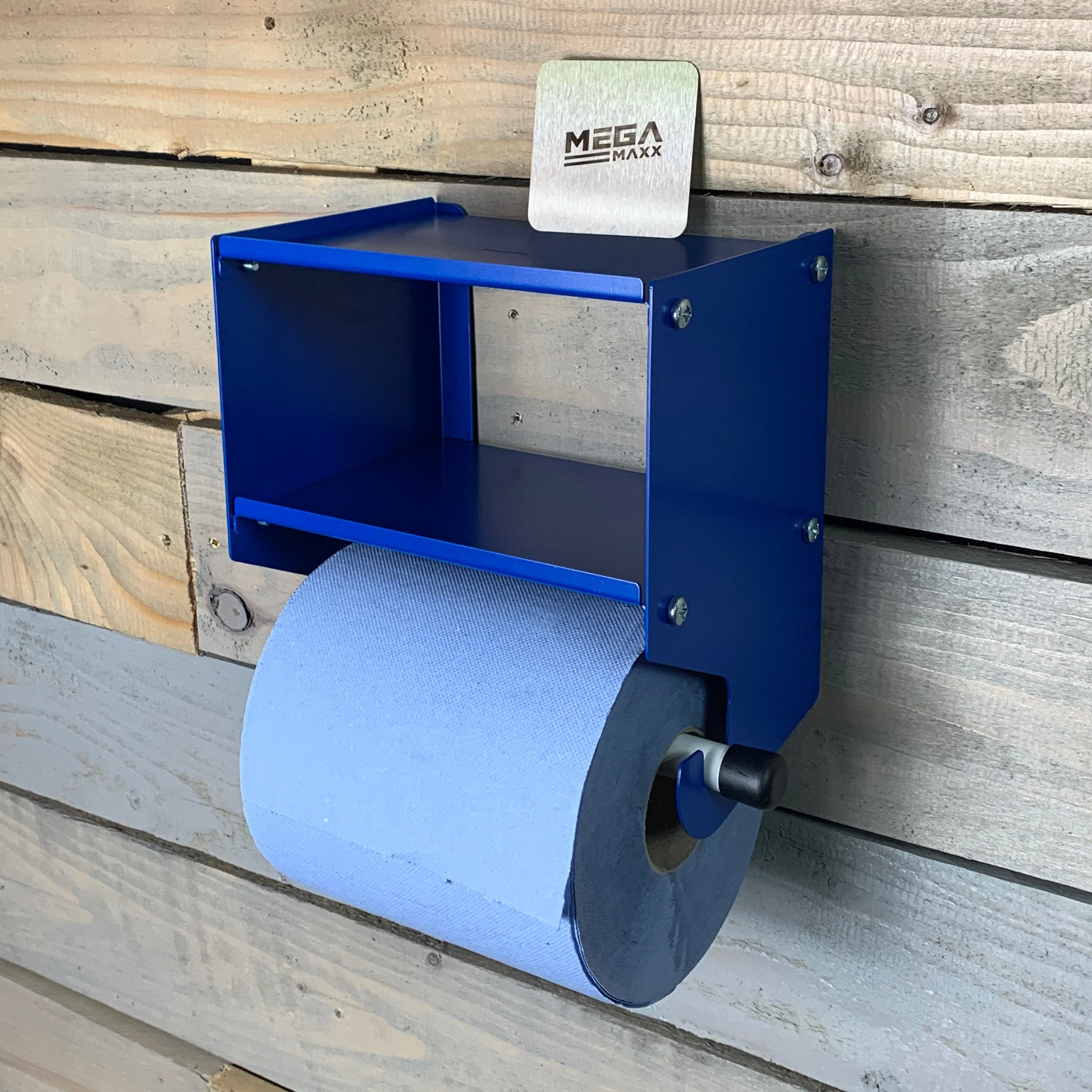 MegaMaxx UK™ Blue Roll Holder with Double Shelf - Image 11