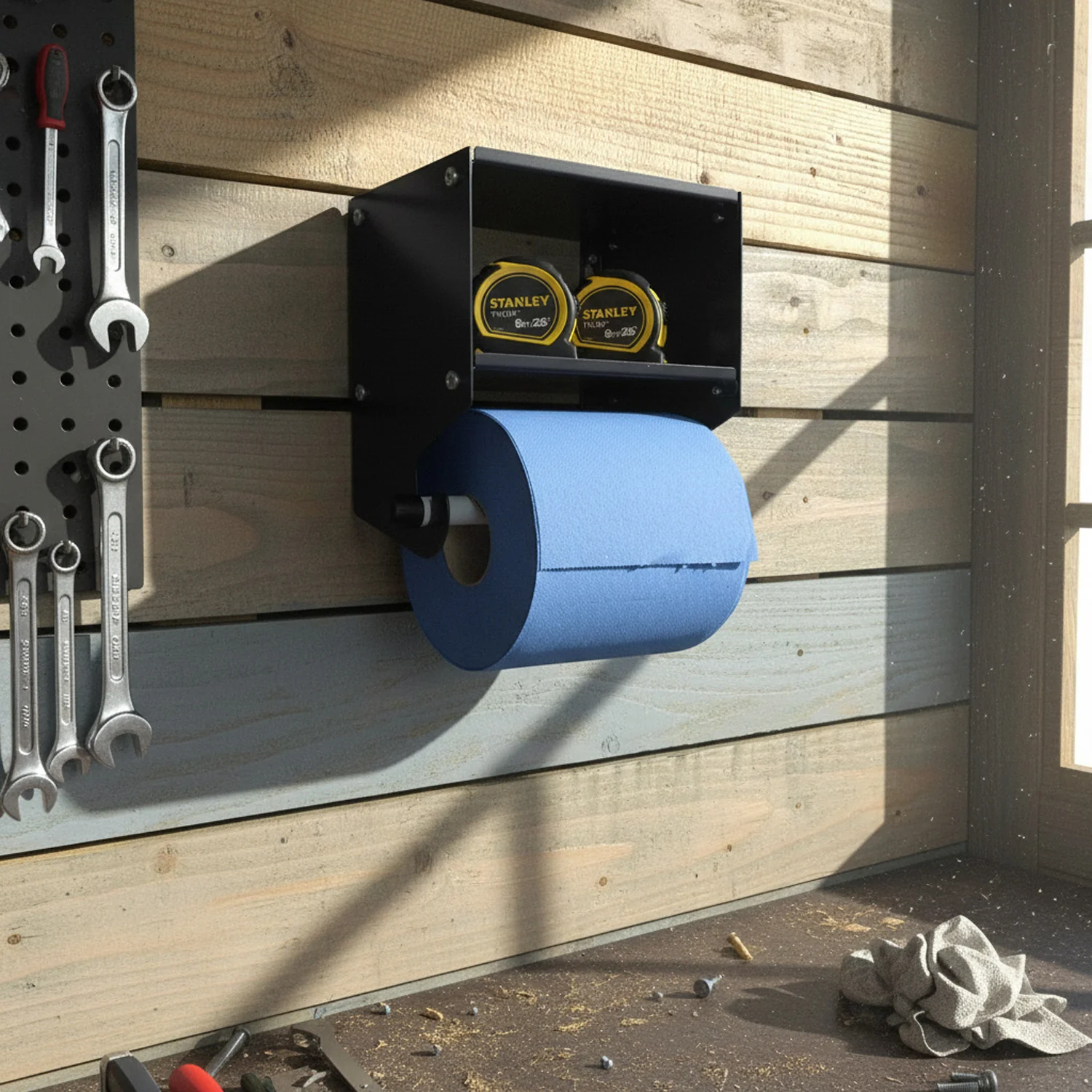 MegaMaxx UK™ Blue Roll Holder with Double Shelf - Image 3