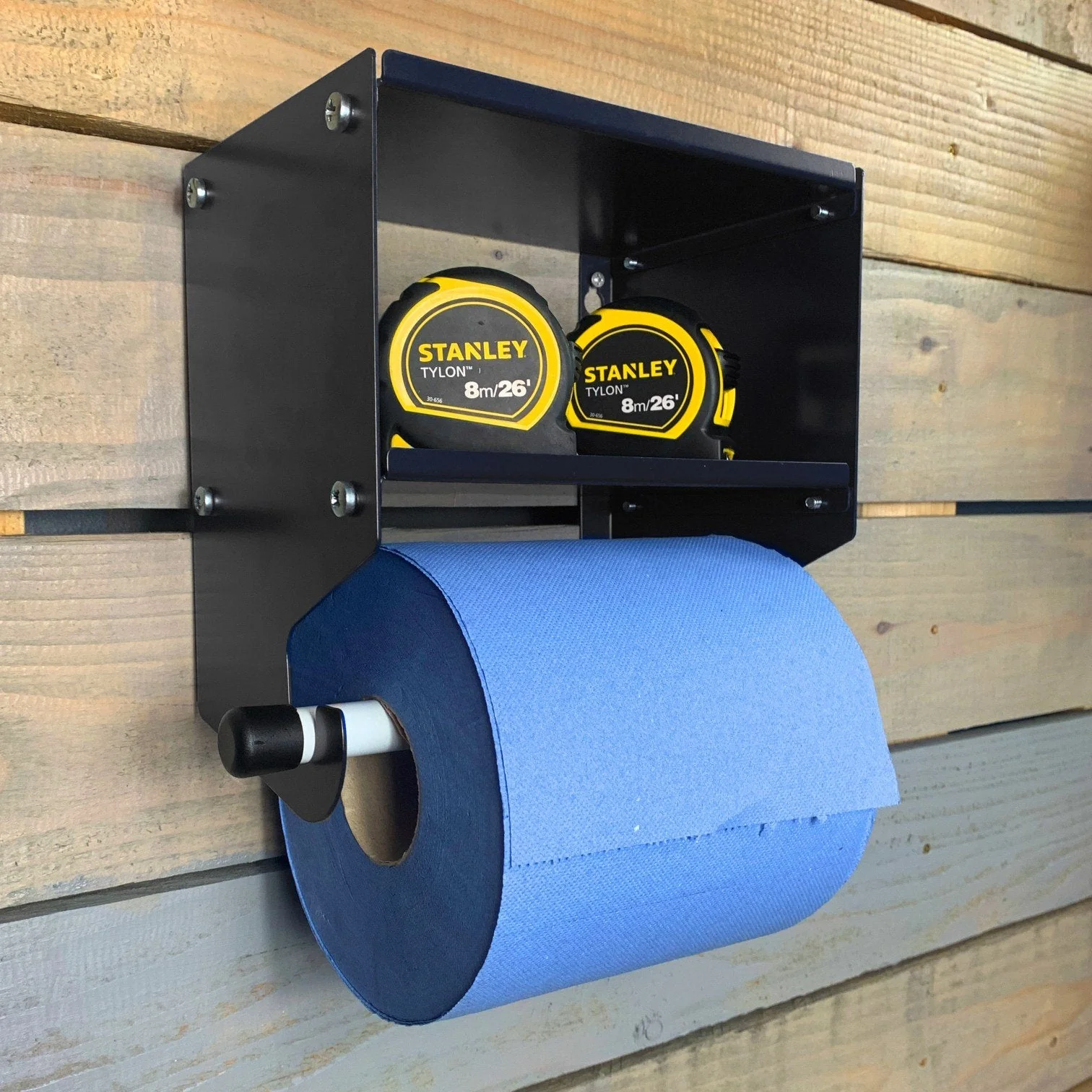 MegaMaxx UK™ Blue Roll Holder with Double Shelf - Image 4