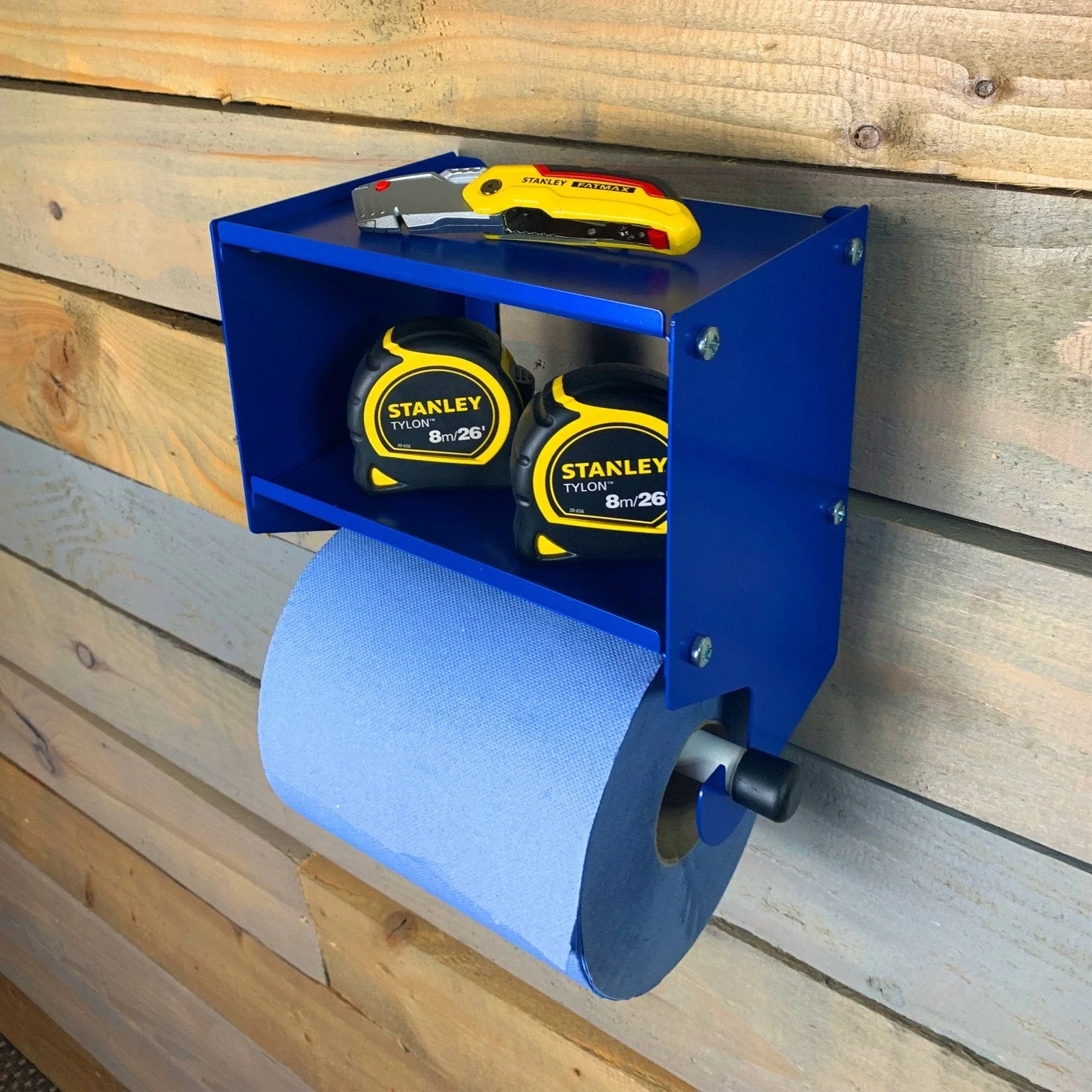 MegaMaxx UK™ Blue Roll Holder with Double Shelf - Image 5