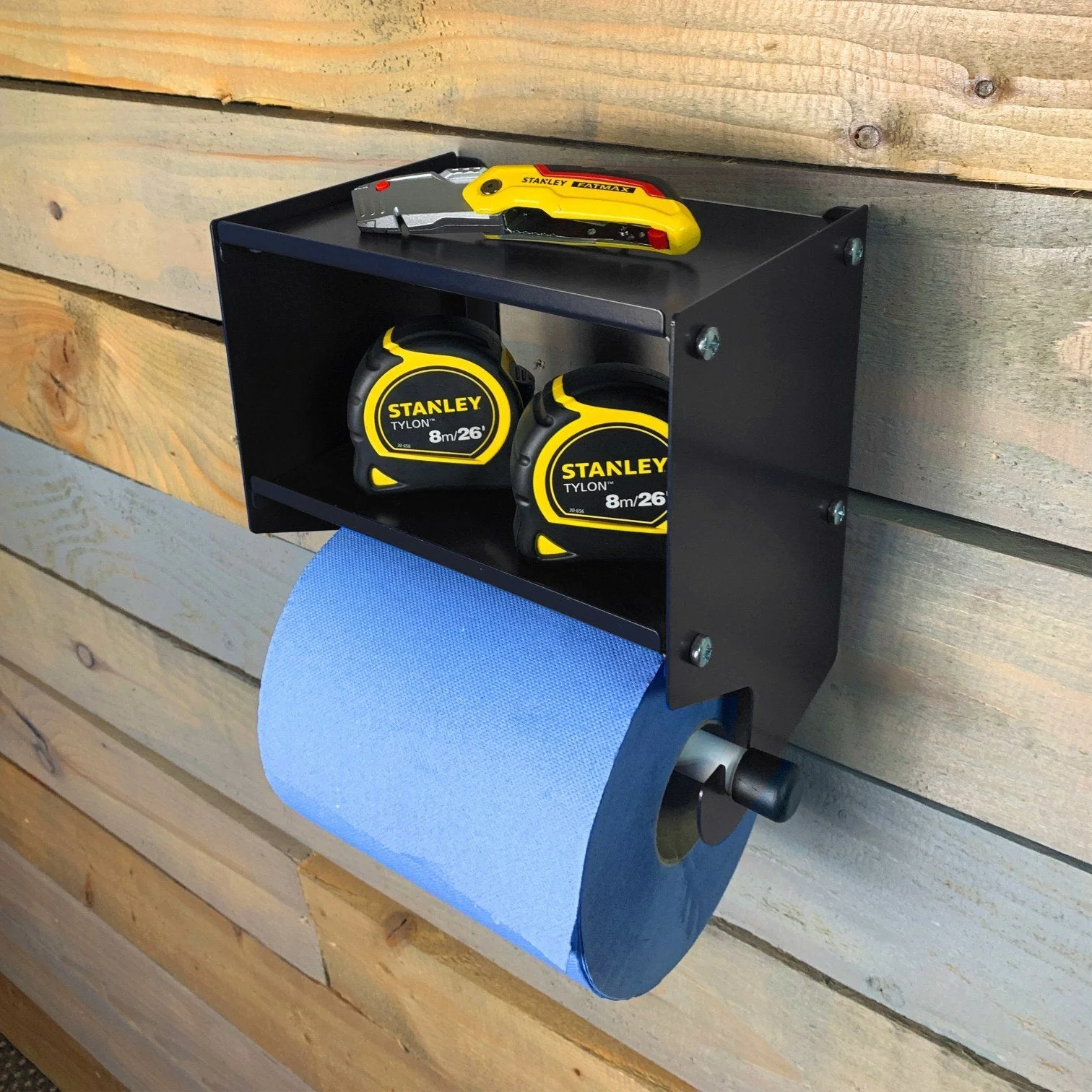 MegaMaxx UK™ Blue Roll Holder with Double Shelf - Image 6