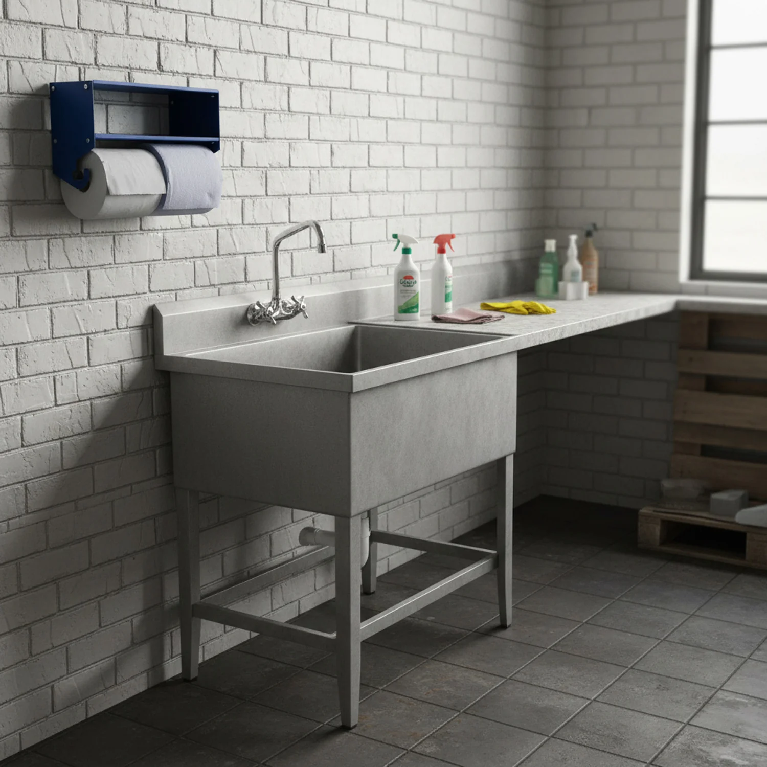 MegaMaxx UK™ Dual Blue Roll & Paper Towel Holder with Double Shelf - Image 4