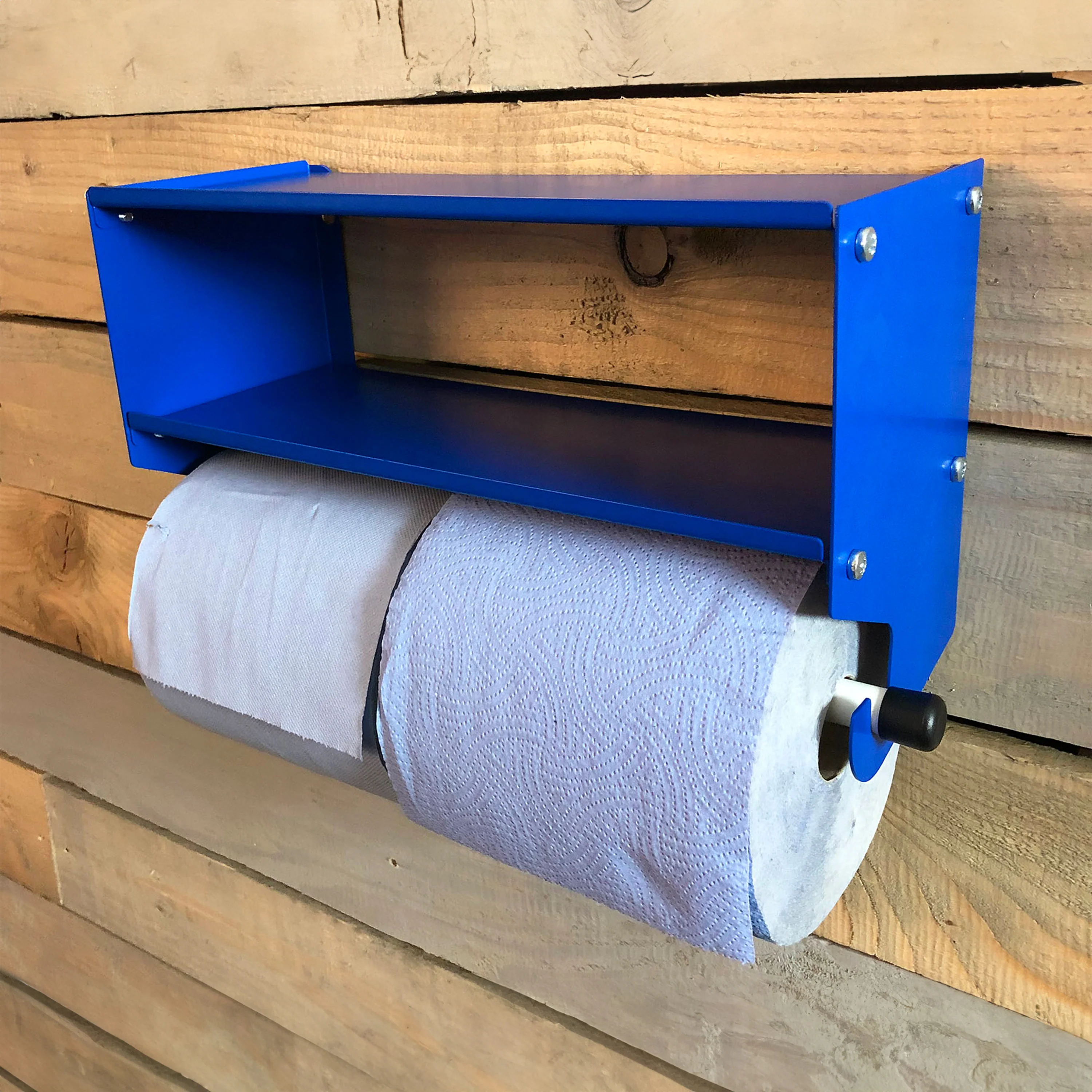 MegaMaxx UK™ Dual Blue Roll & Paper Towel Holder with Double Shelf - Image 5