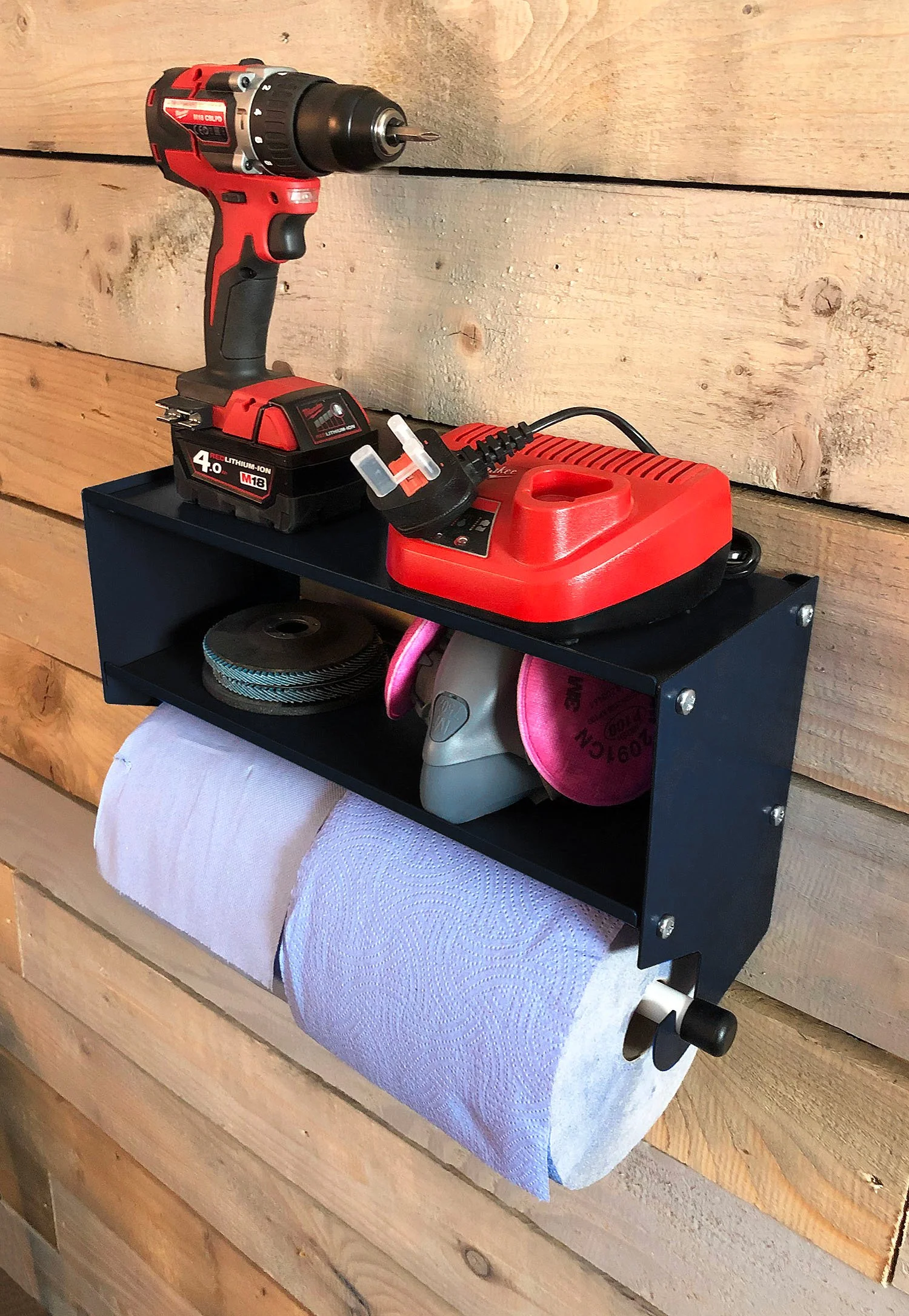 MegaMaxx UK™ Dual Blue Roll & Paper Towel Holder with Double Shelf - Image 7