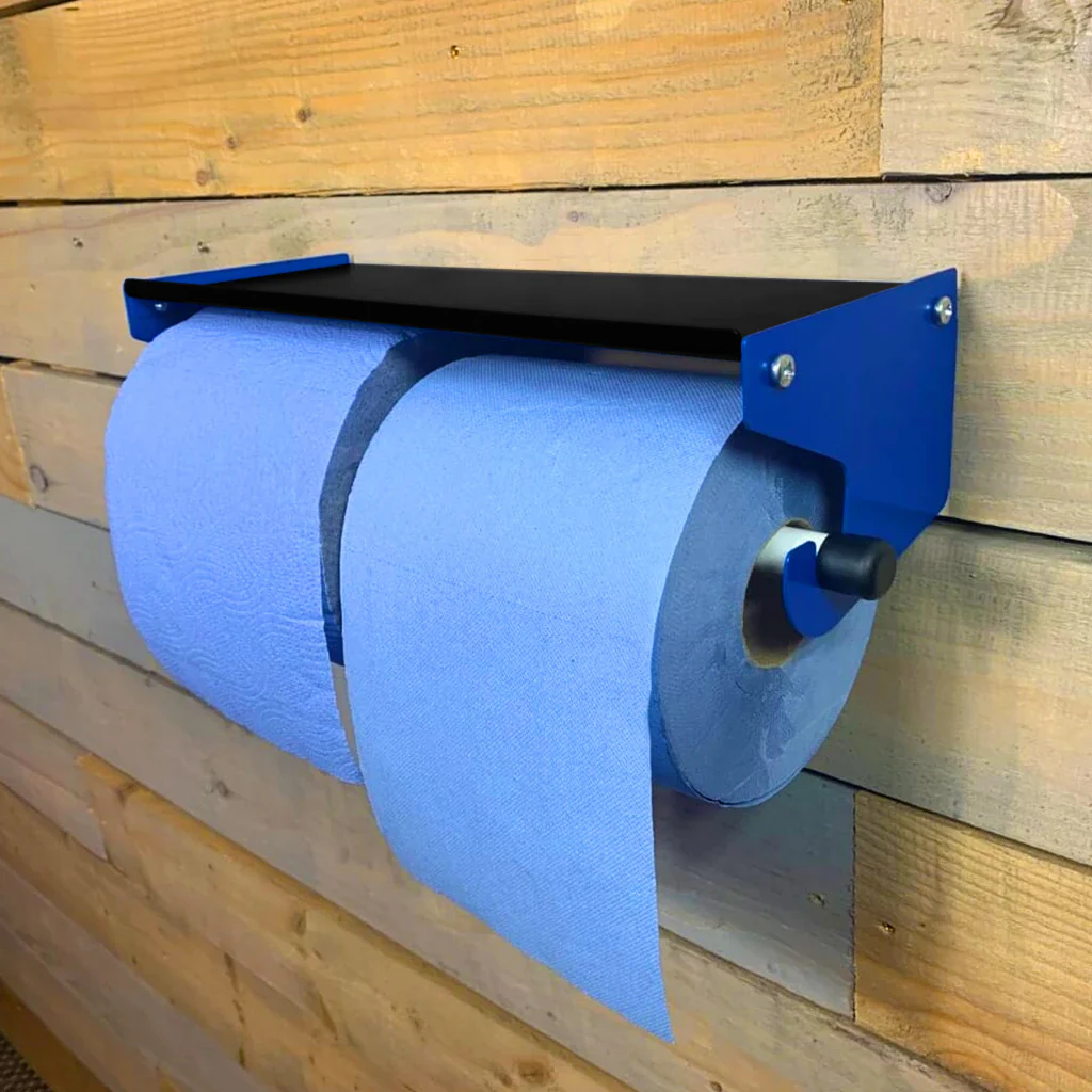 MegaMaxx UK™ Dual Blue Roll & Paper Towel Holder with Shelf - Image 15