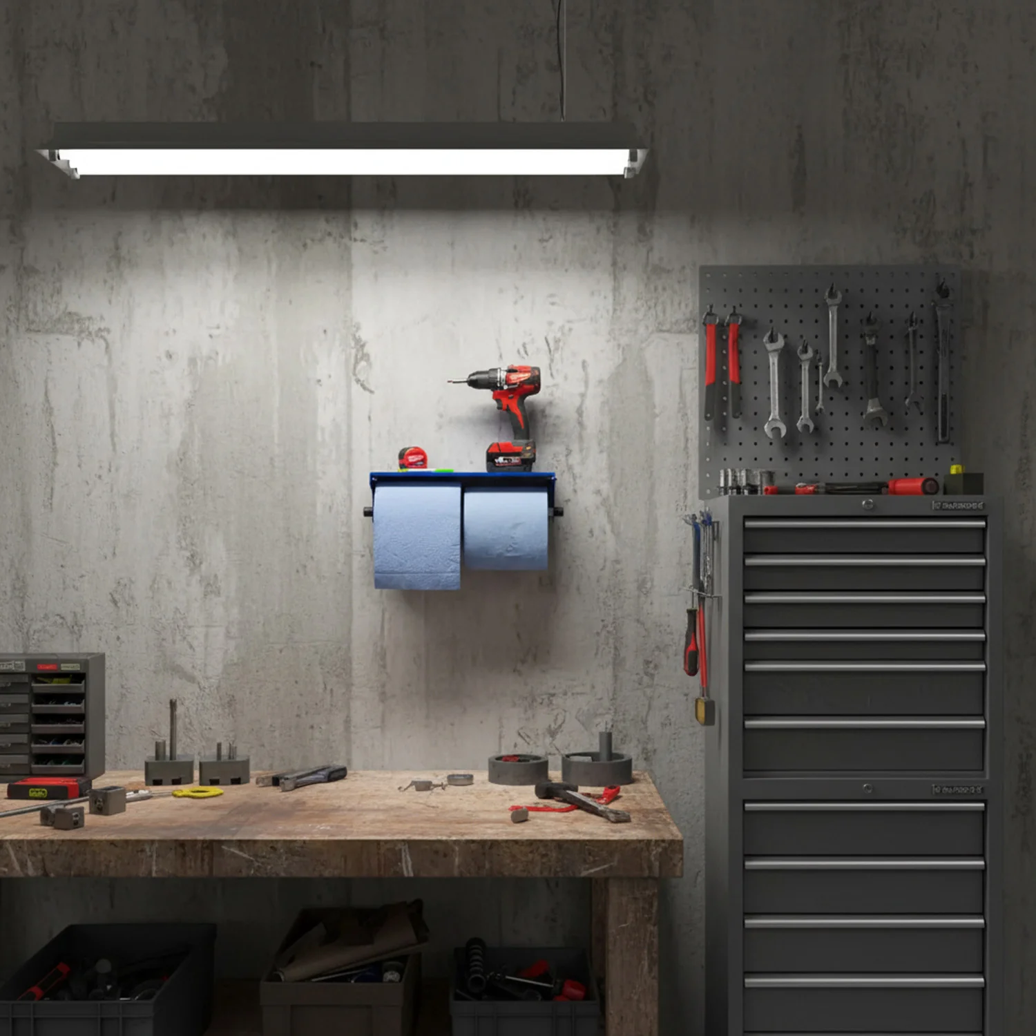 MegaMaxx UK™ Dual Blue Roll & Paper Towel Holder with Shelf - Image 4