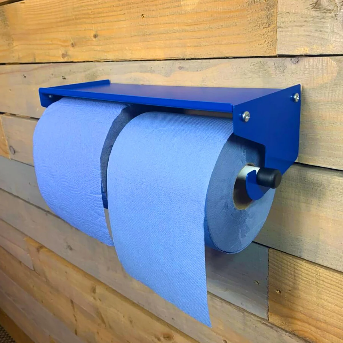 MegaMaxx UK™ Dual Blue Roll & Paper Towel Holder with Shelf - Image 6