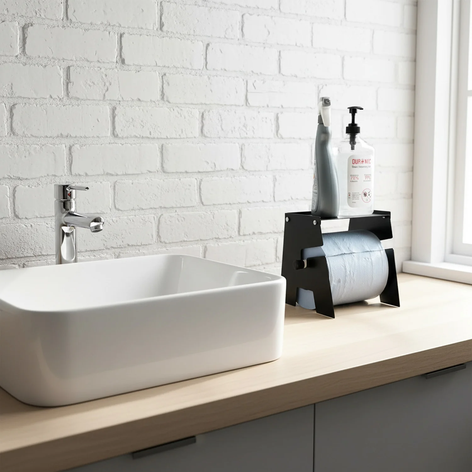 MegaMaxx UK™ Free-Standing Blue Roll Holder with Shelf - Image 3