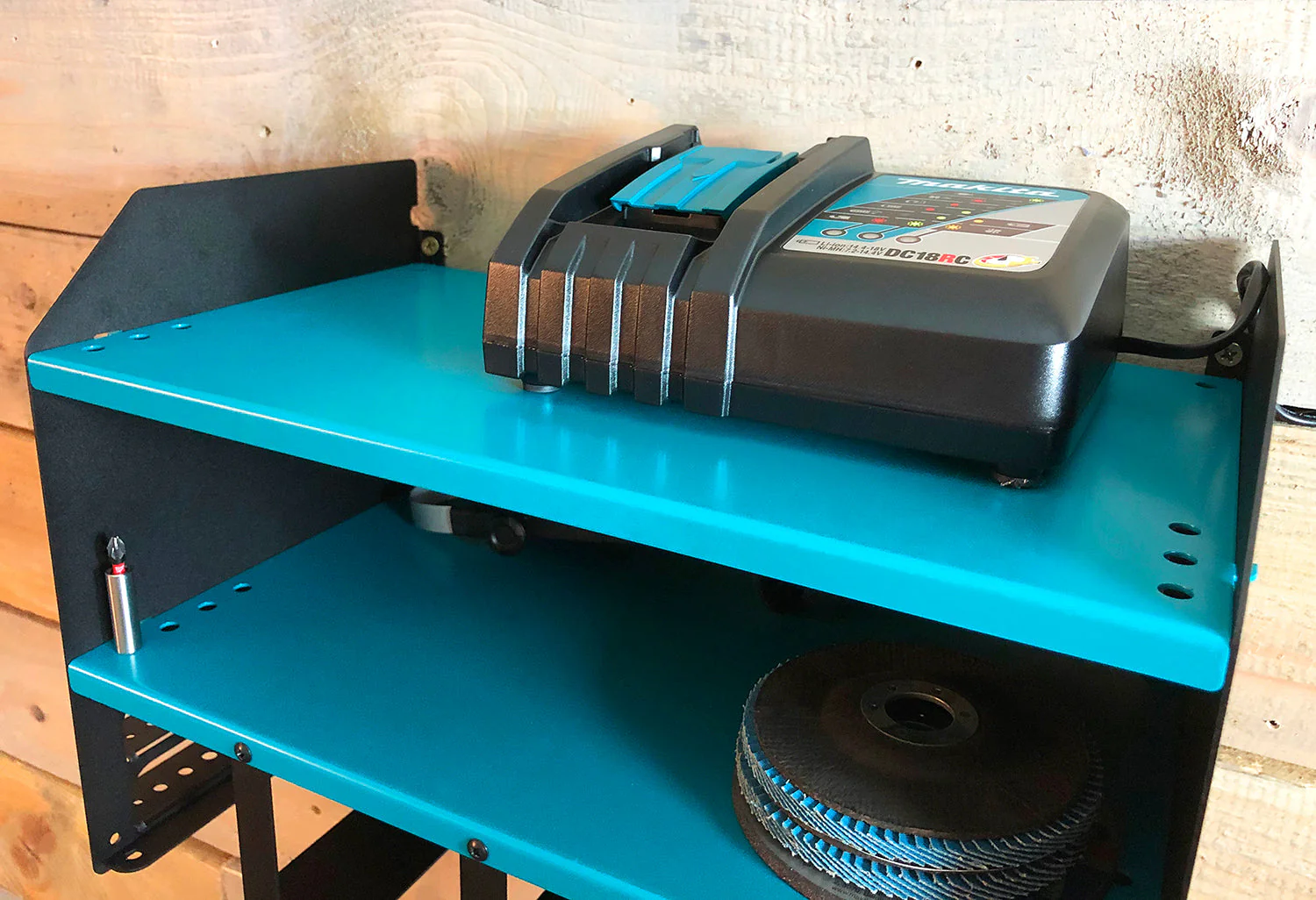 MegaMaxx UK™ Wall Mount Power Tool Storage Unit (4 Tool Capacity) - Makita Aqua Blue Edition - Image 11