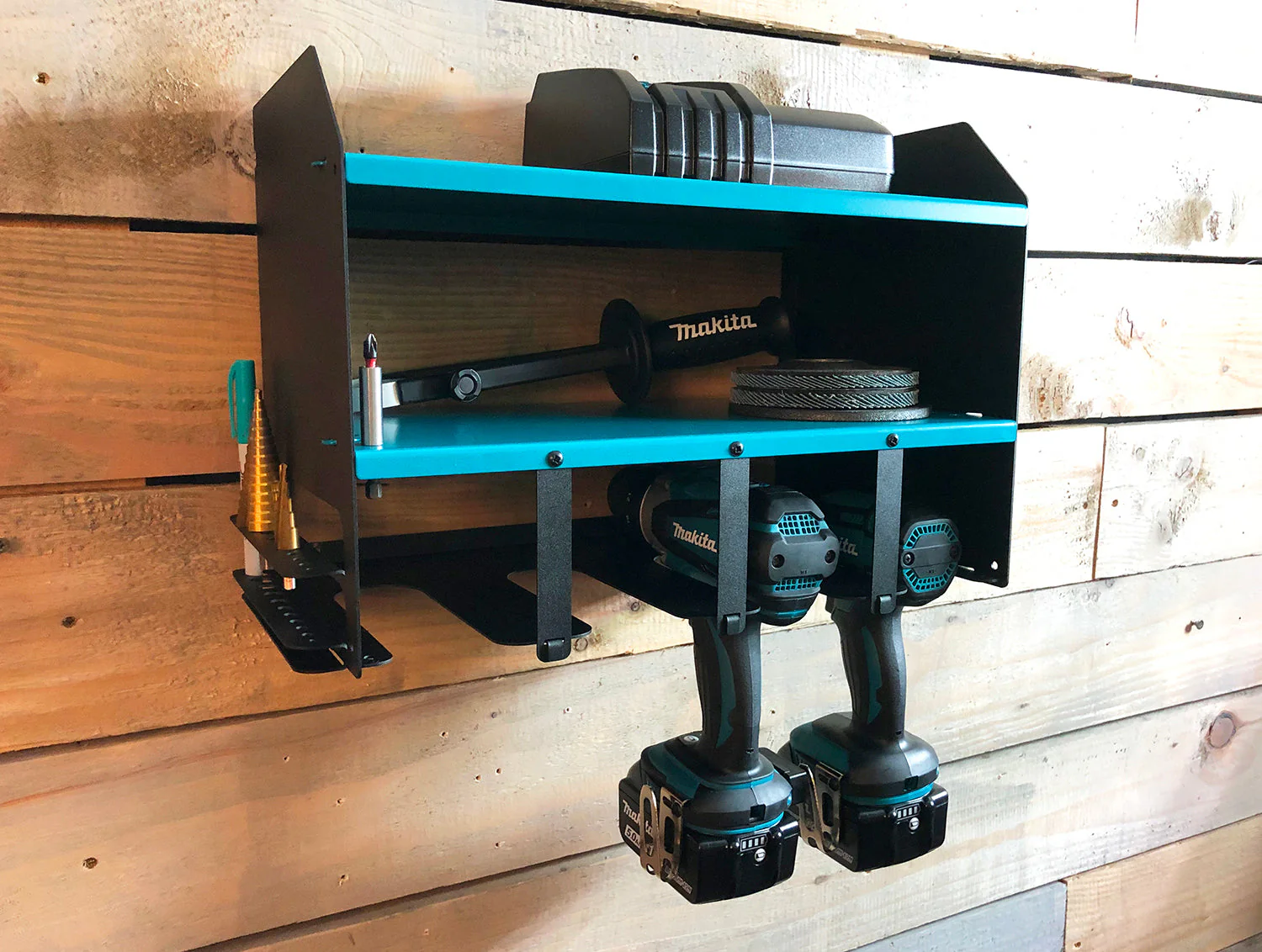 MegaMaxx UK™ Wall Mount Power Tool Storage Unit (4 Tool Capacity) - Makita Aqua Blue Edition - Image 12