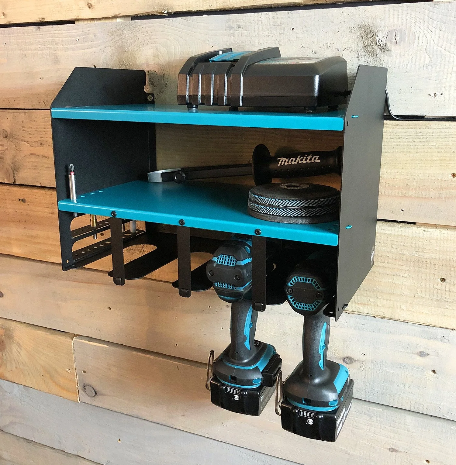 MegaMaxx UK™ Wall Mount Power Tool Storage Unit (4 Tool Capacity) - Makita Aqua Blue Edition - Image 13