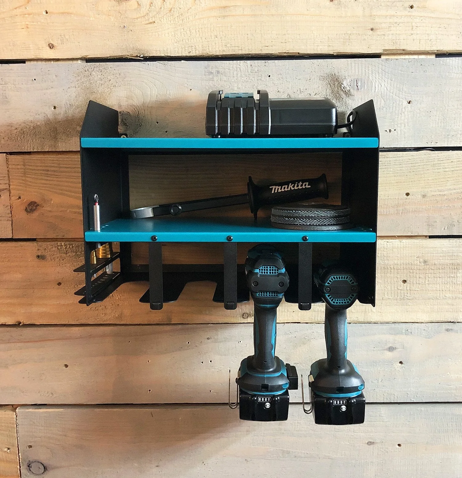 MegaMaxx UK™ Wall Mount Power Tool Storage Unit (4 Tool Capacity) - Makita Aqua Blue Edition - Image 15