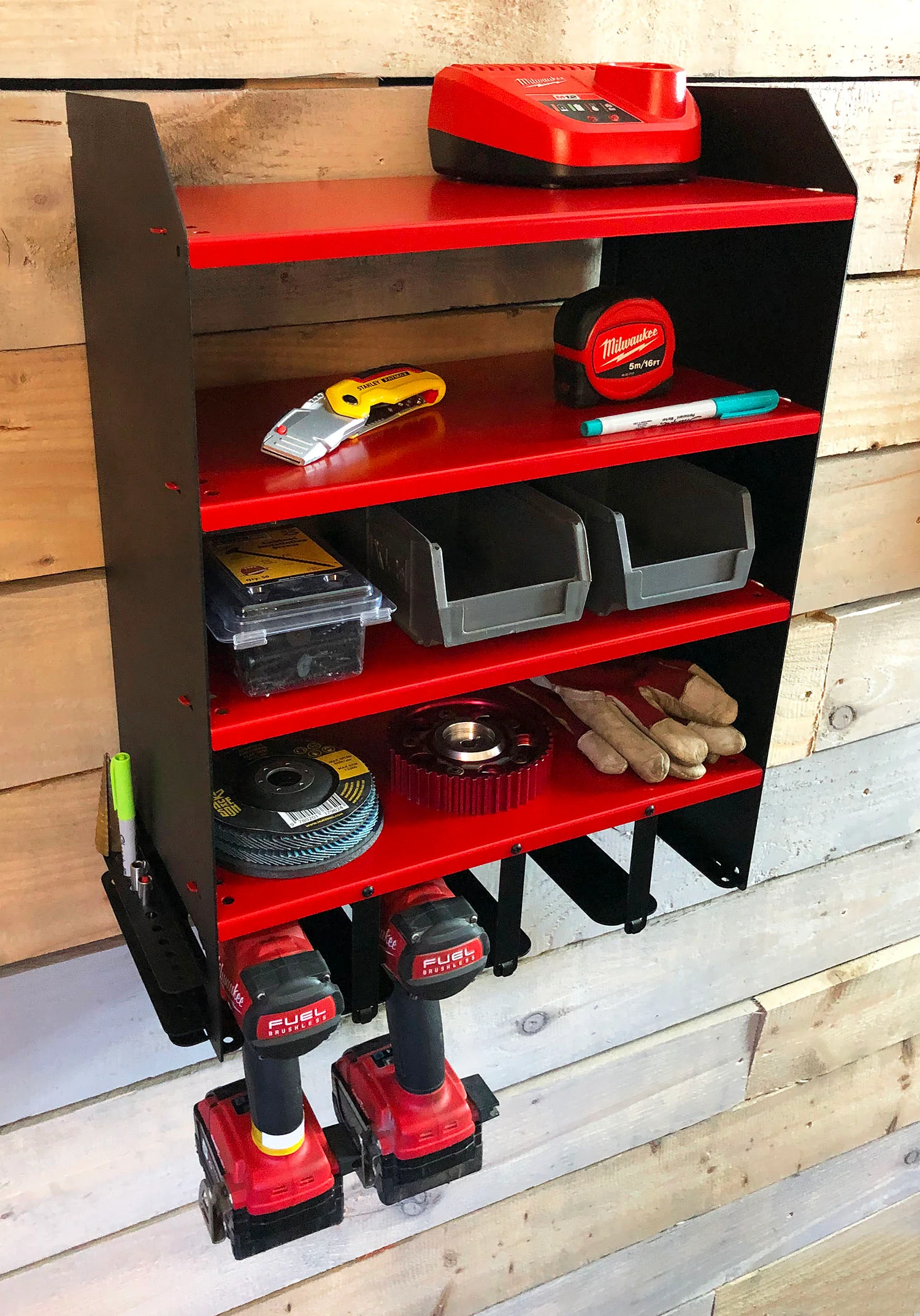 MegaMaxx UK™ Wall Mount Power Tool Storage Shelf (4 Tools, 4 Shelves) - Image 17