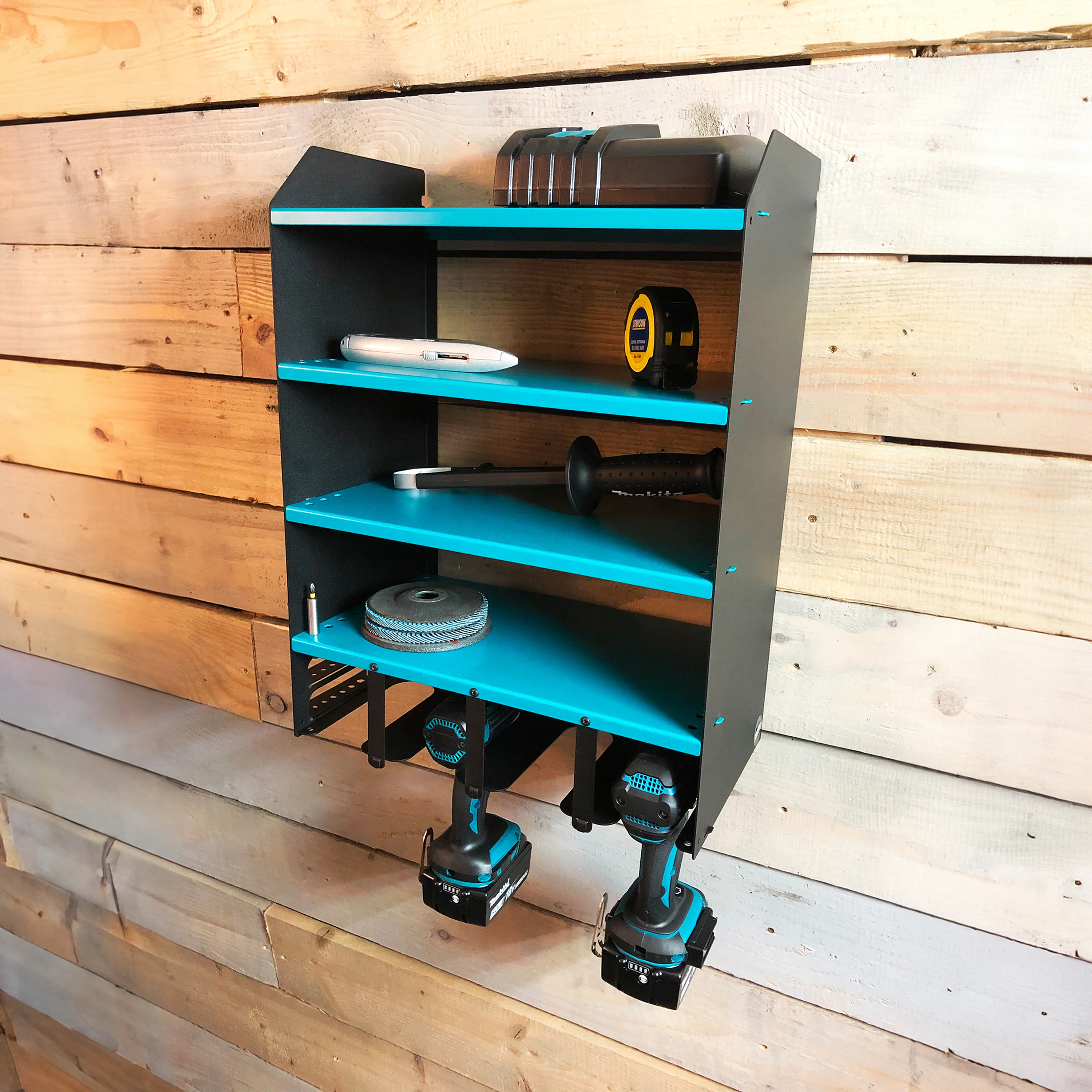 MegaMaxx UK™ Wall Mount Power Tool Storage Shelf (4 Tools, 4 Shelves) - Image 4
