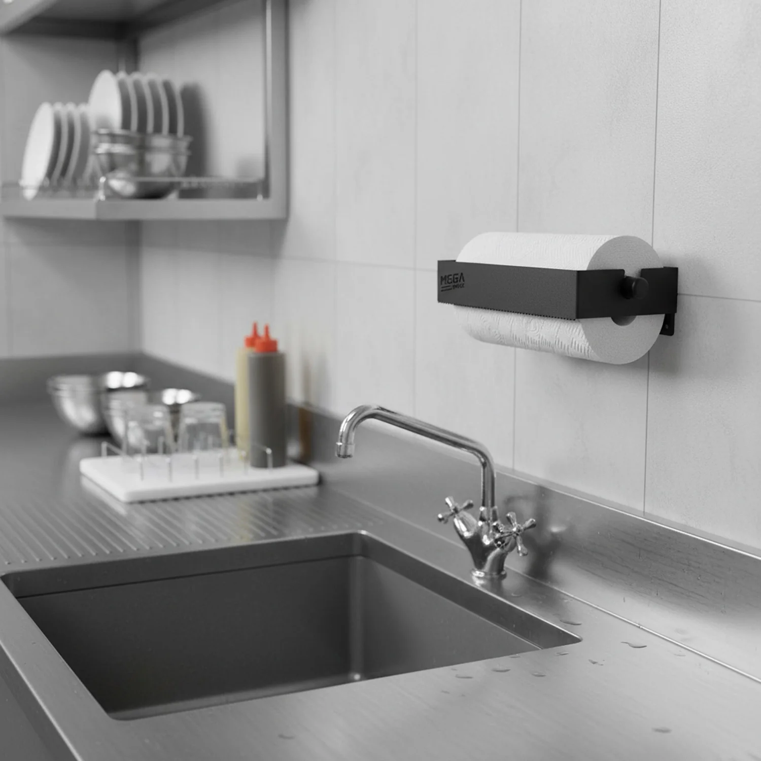 MegaMaxx UK™ Tear-Away Wall Mounted Kitchen Roll Holder - Image 3