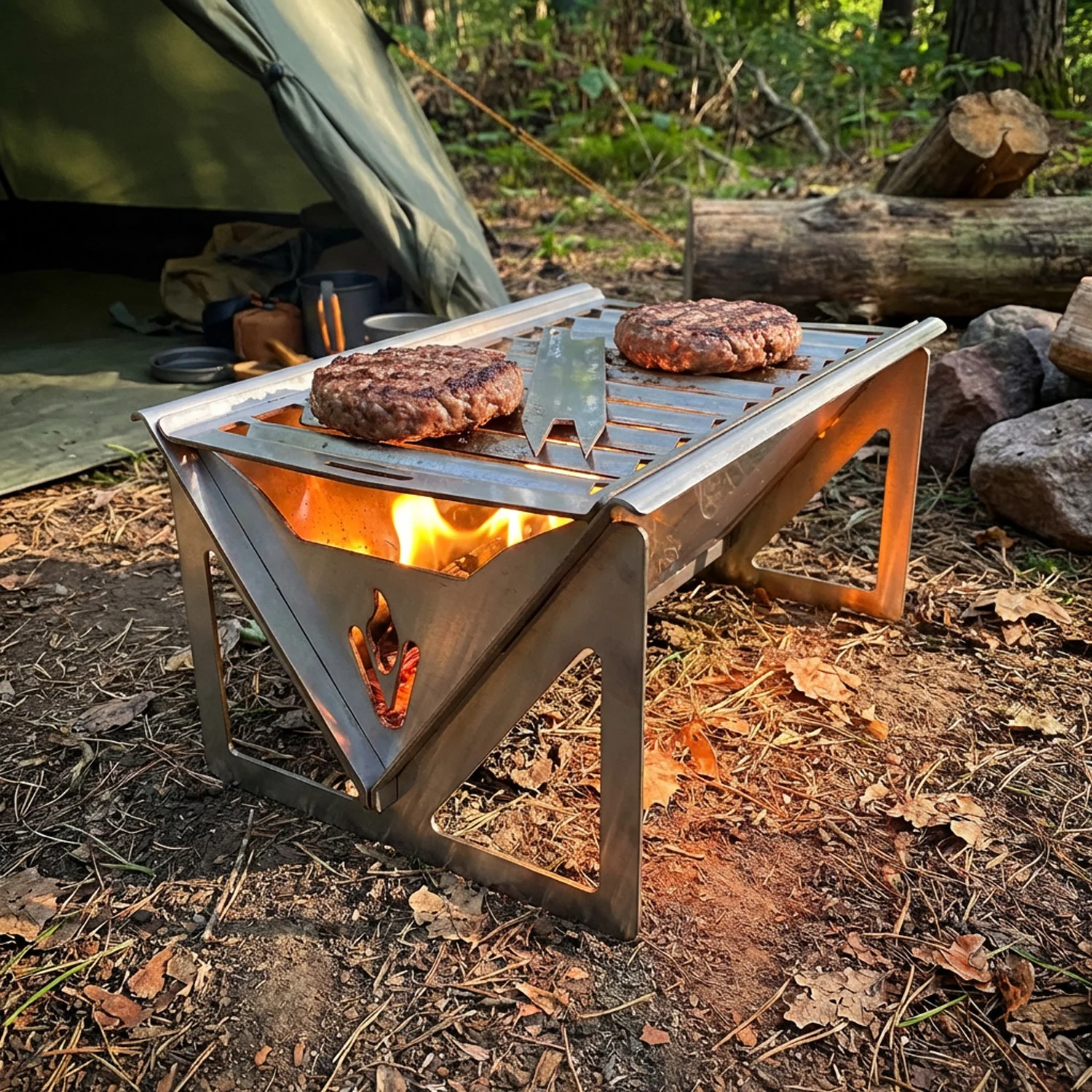 Volcann™ Flatpack Stainless Steel Mini Portable BBQ - Image 3