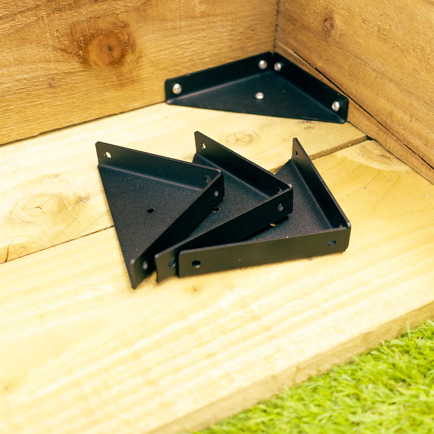 Multi-Purpose 3-Sided Triangular Steel Corner Reinforcement Brace Bracket - Image 16