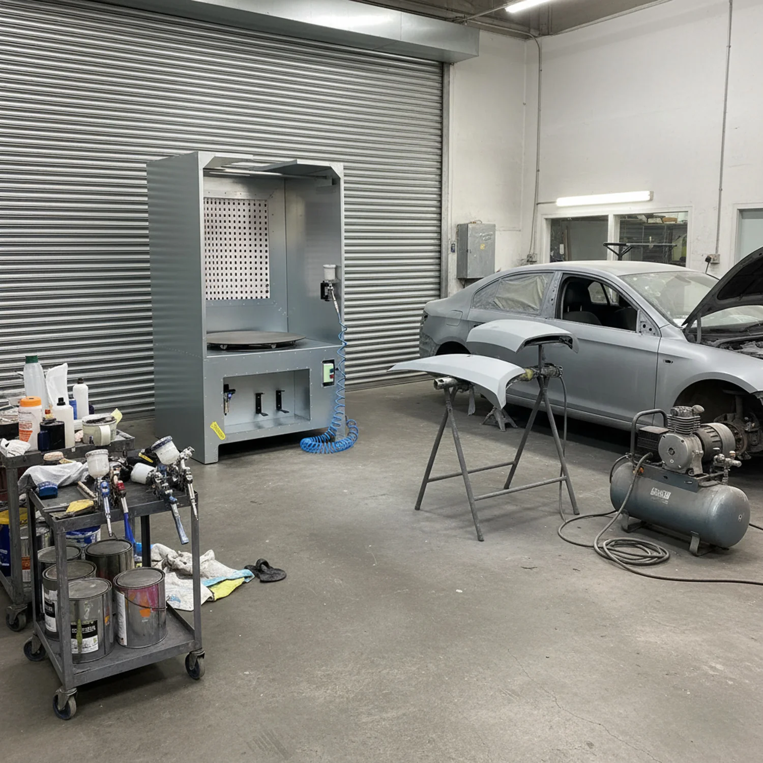 Nukeson Spray Booth with Turntable & Roof Opening for Crane Loading - Image 3