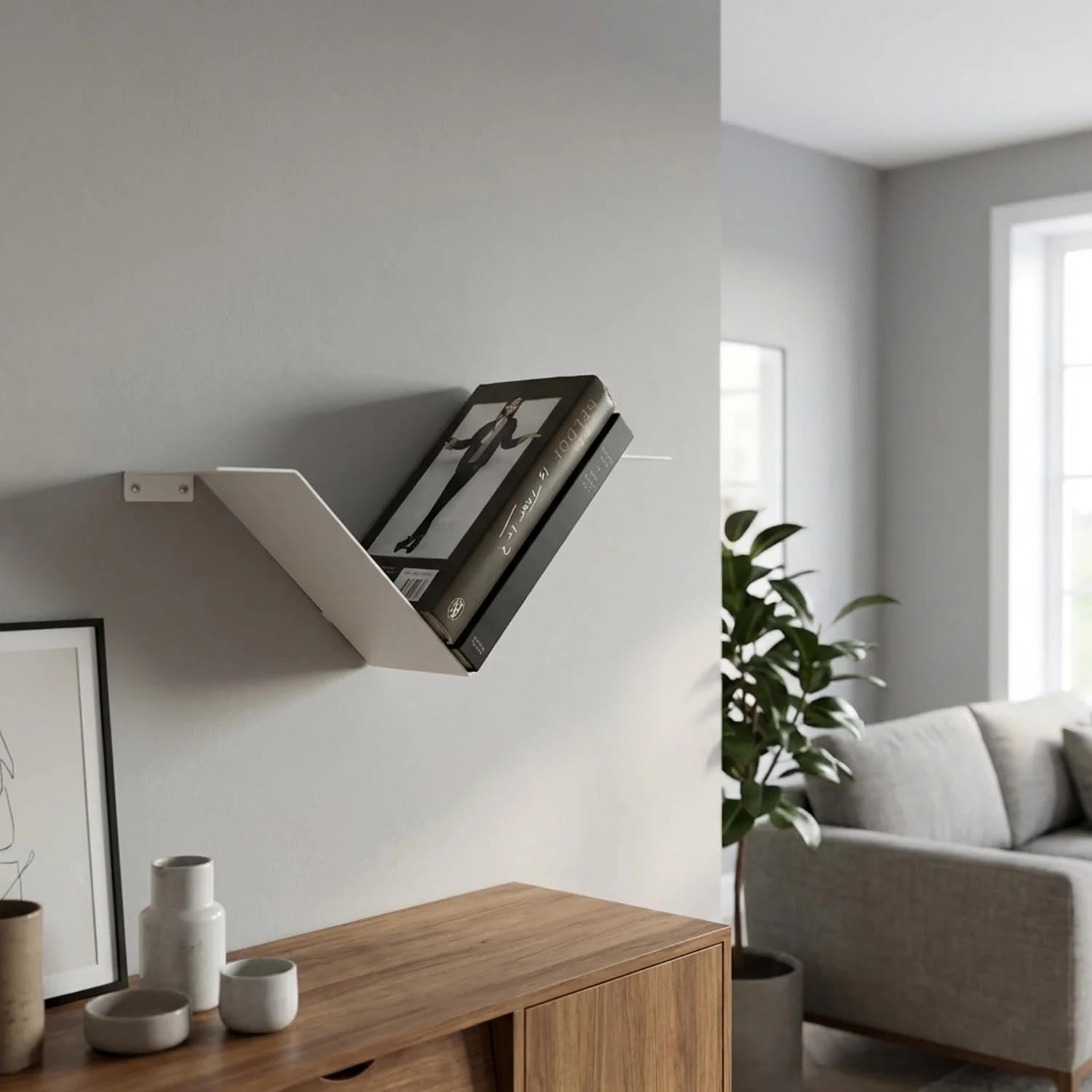 Okunaii™ Chapter Wall Mount Floating V-Shaped Book Shelf - Image 3