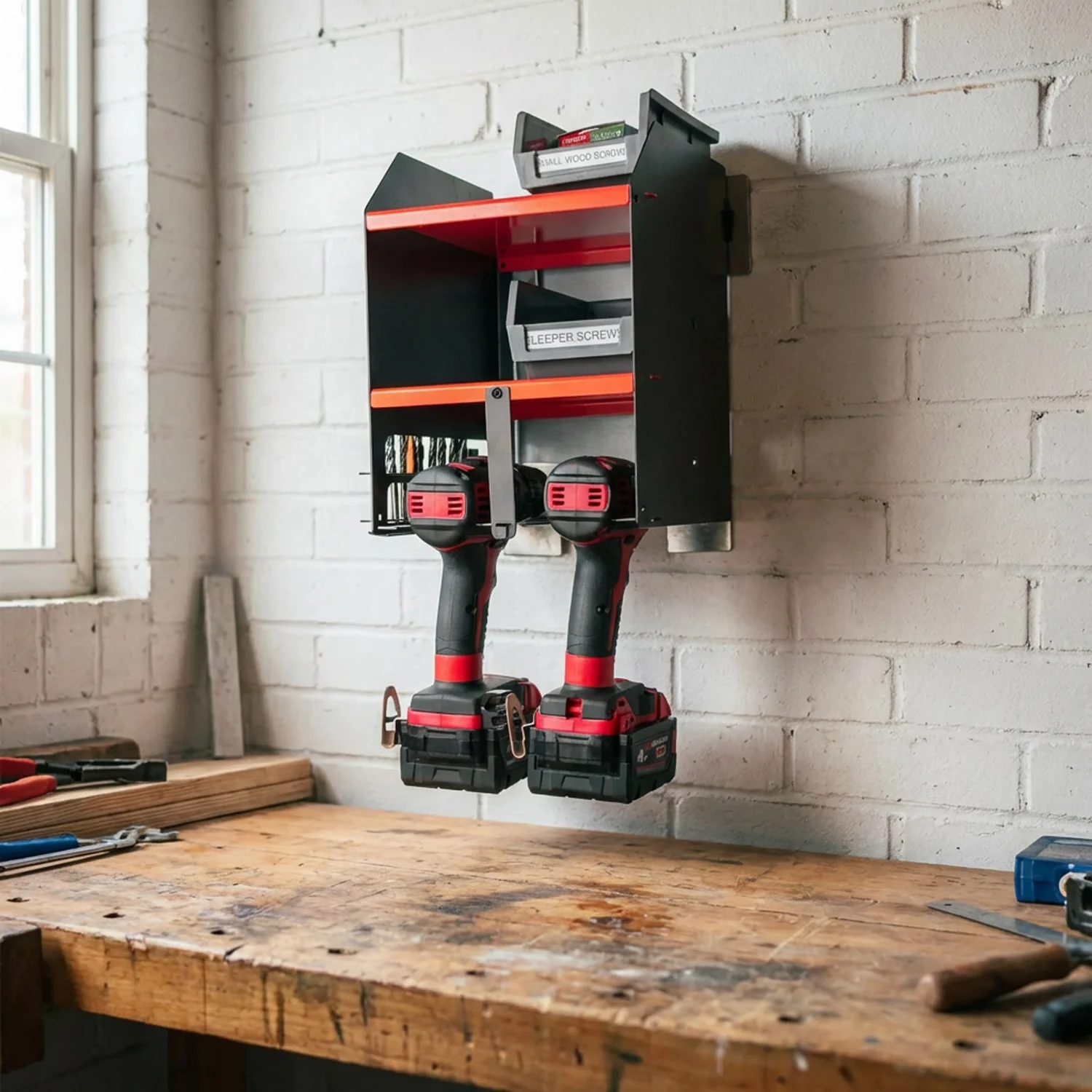 MegaMaxx UK™ Drill Storage Shelf (2 Tool Slot) - Image 3