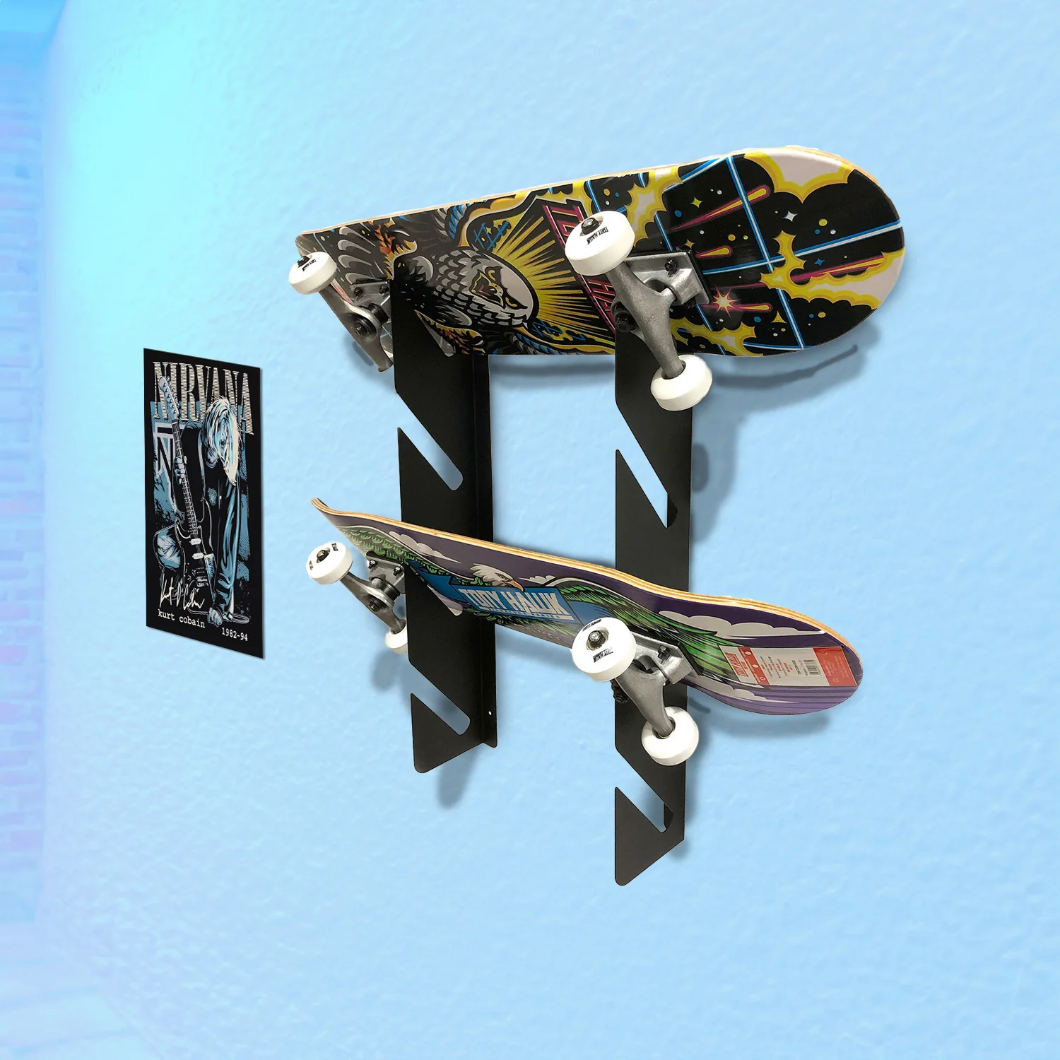 BlackSteel™ Quad Wall Mounting Skateboard Rack Brackets - Image 6