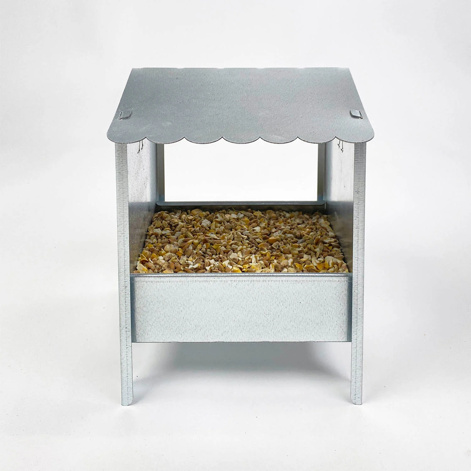 Small Chicken & Poultry Galvanised Feeder with Roof - Image 7