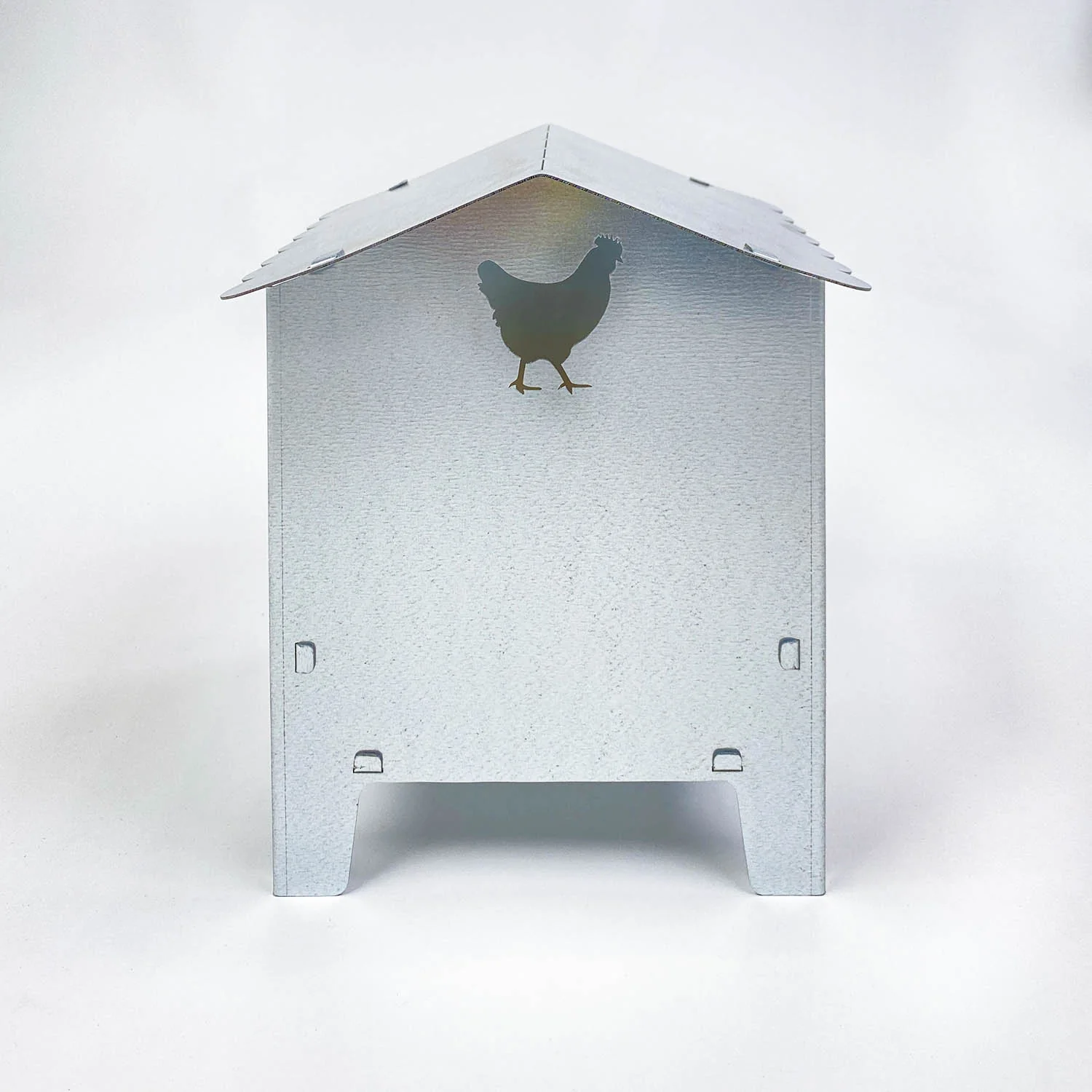 Small Chicken & Poultry Galvanised Feeder with Roof - Image 9