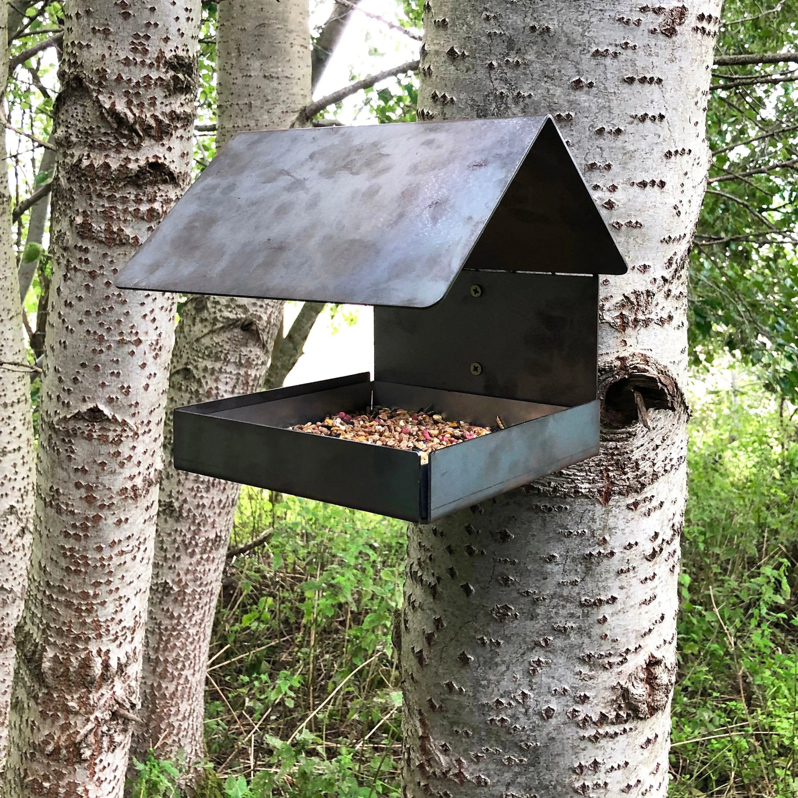 Jake's Farm Yard Wall Mounted & Tree Mounted Rustic Steel Bird Feeder - Image 3