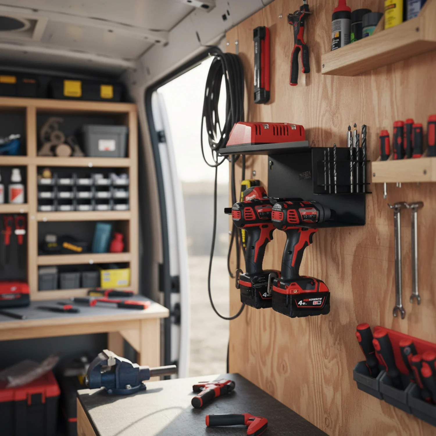 MegaMaxx UK™ Wall Mount Power Tool Storage Shelf (2 Drill Capacity) - Image 3