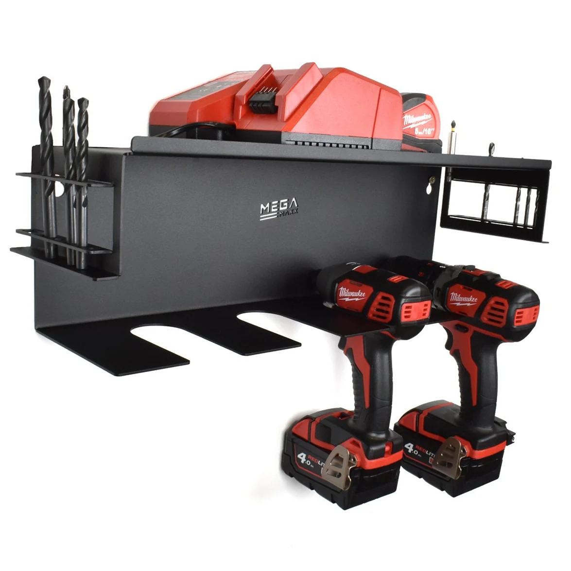 MegaMaxx UK™ Wall Mount Drill Storage Shelf (4 Drill Capacity) - Image 5