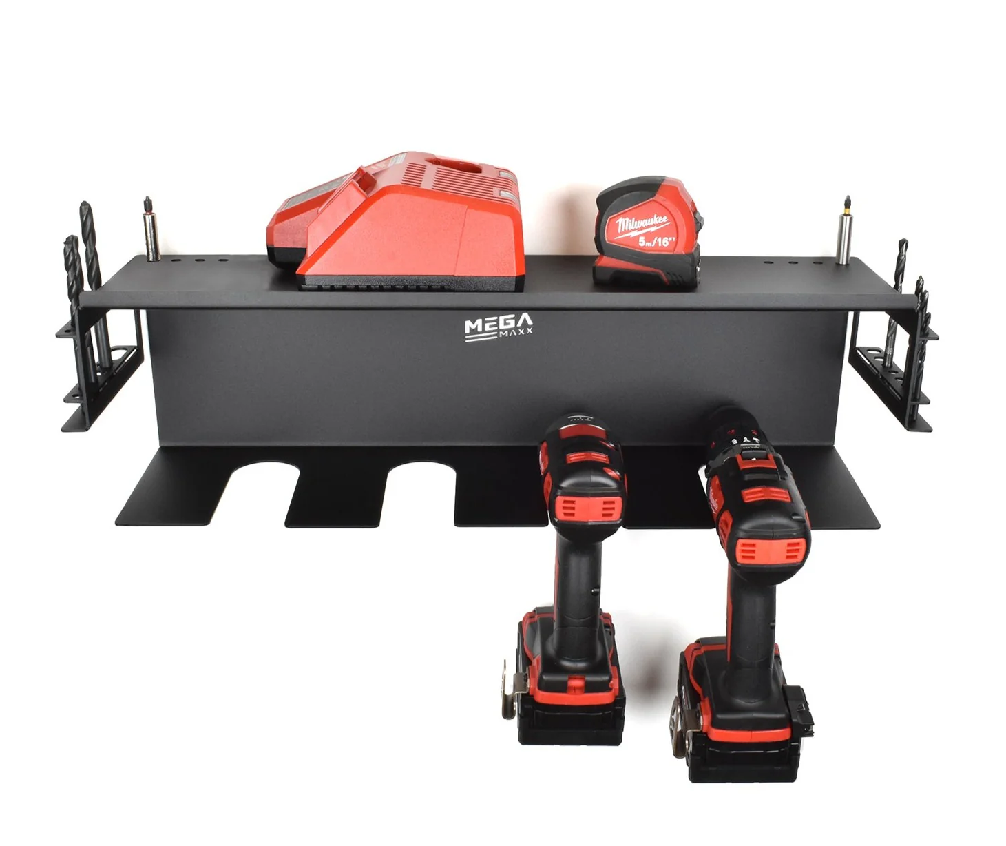 MegaMaxx UK™ Wall Mount Drill Storage Shelf (4 Drill Capacity) - Image 6