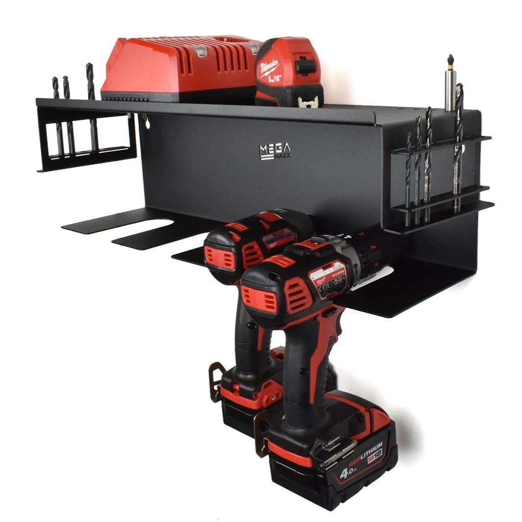 MegaMaxx UK™ Wall Mount Drill Storage Shelf (4 Drill Capacity) - Image 7